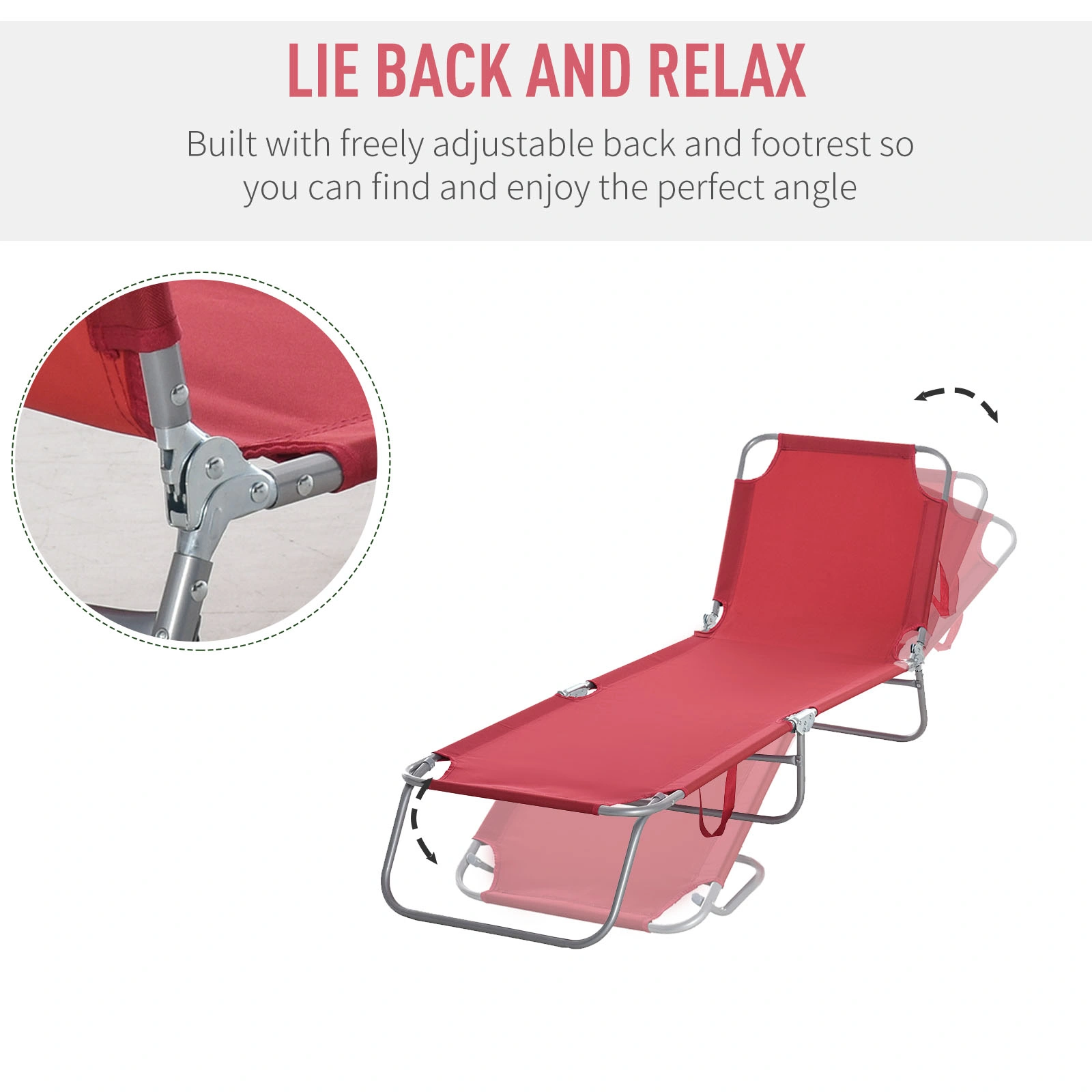 Folding Lounge Chair & Rocking Chair Set, Portable Outdoor Recliner with Cup Holder for Patio & Camping view 3