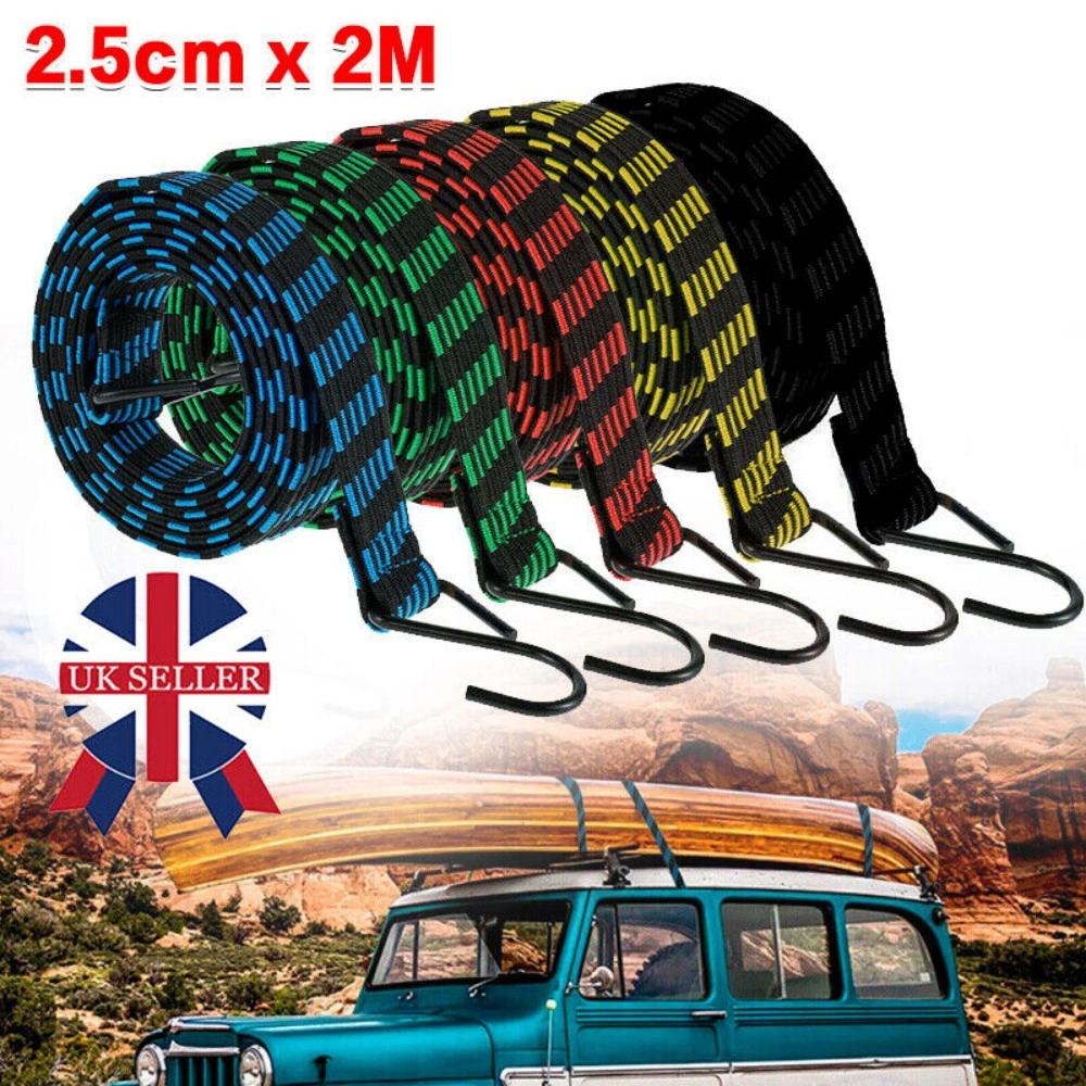 5 Pack Heavy Duty Elastic Bungee Cords with Hooks - Luggage Tie-Down Straps for Car, Bike, Motorcycle, Outdoor Gear - UK