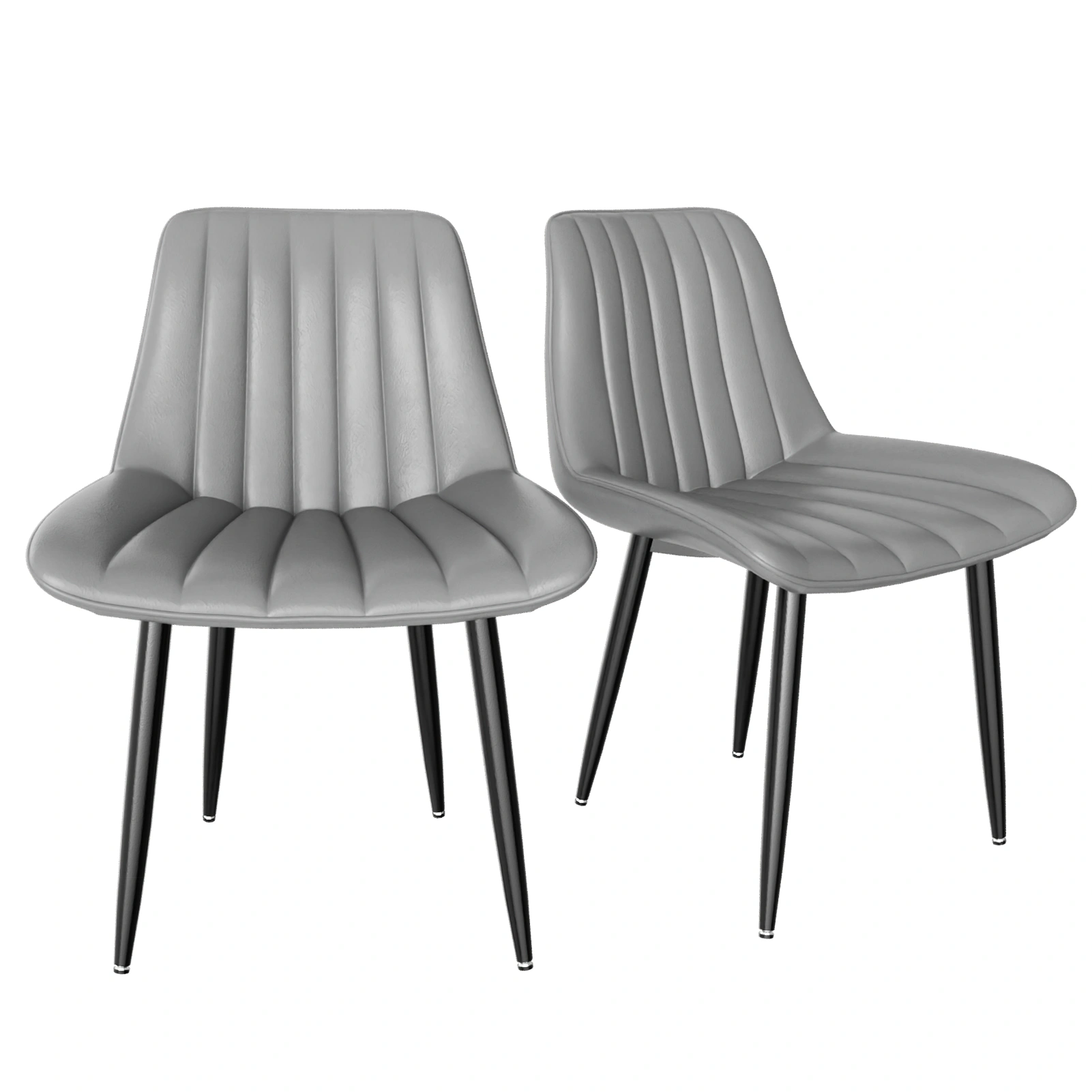 Modern Scandinavian Dining Chairs, Faux Leather High Back Kitchen Chair, Upholstered Accent Seat for Living Room