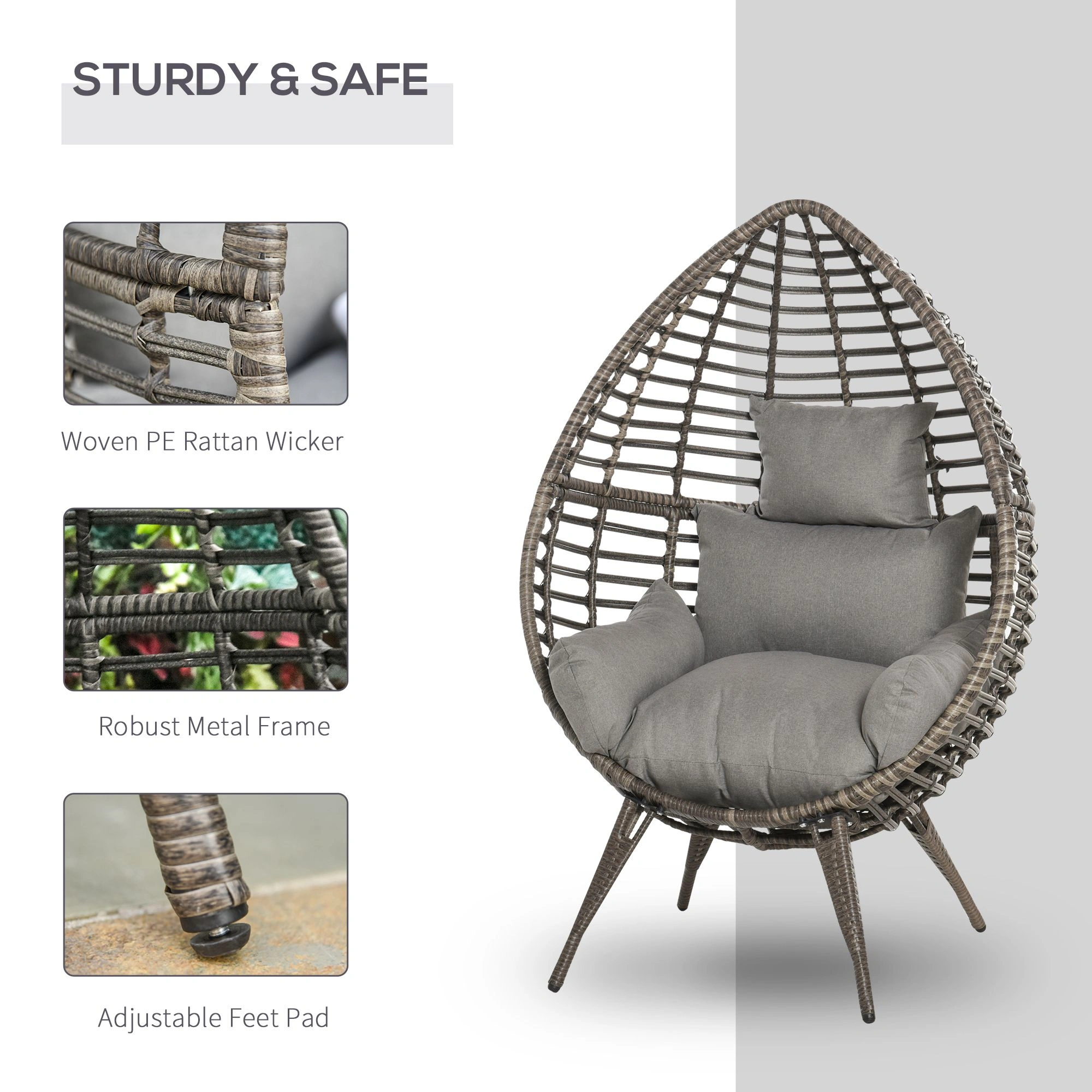 Outdoor Patio Furniture Set, 5-Piece Wicker Rattan Sectional Sofa with Cushions, Garden Conversation Seating for Deck Porch Backyard view 2