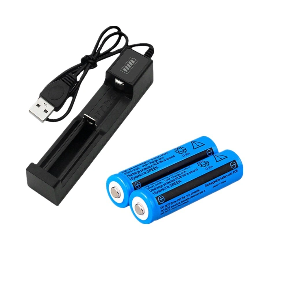 2x 18650 Rechargeable Batteries + USB Charger Set for Flashlight Headlamp view 4