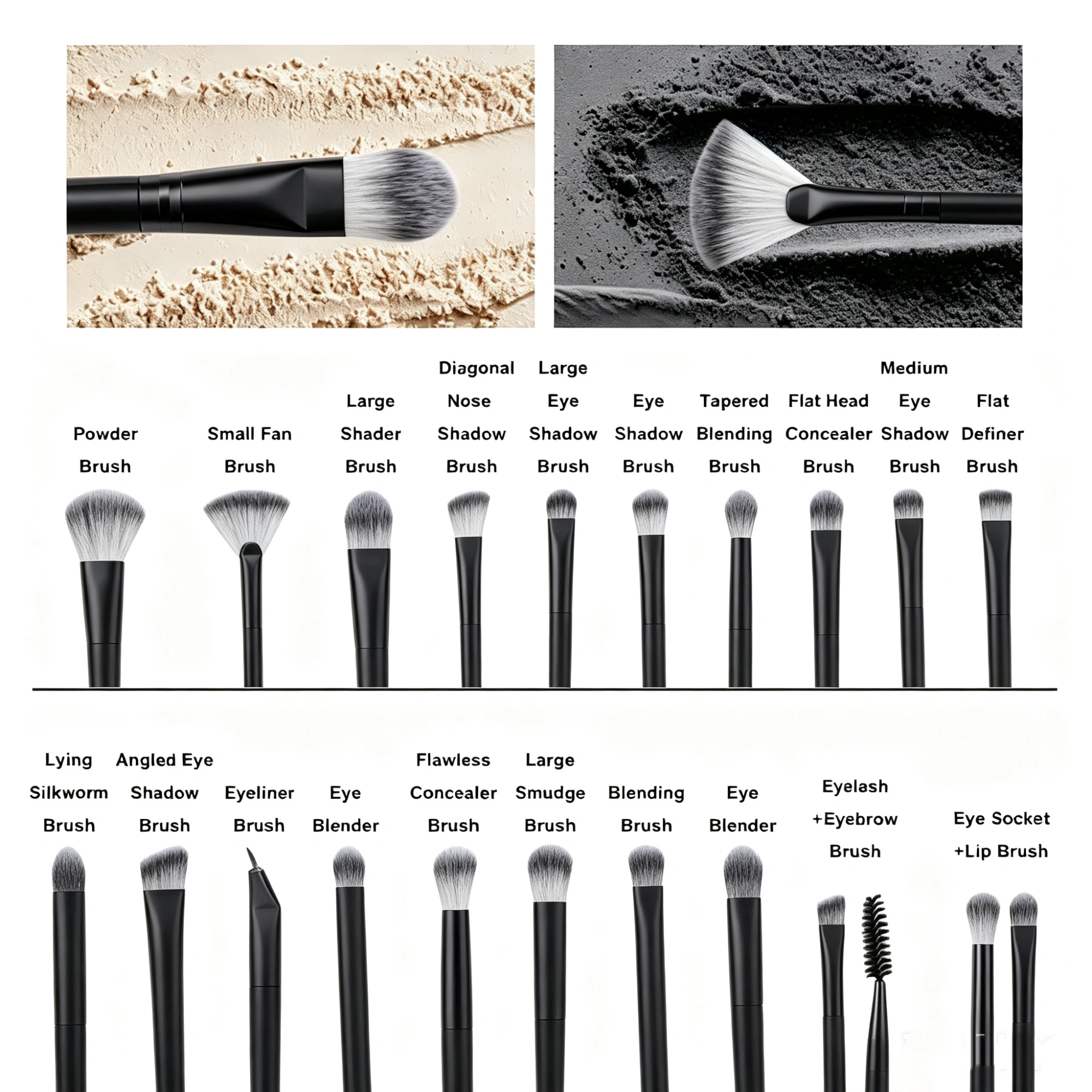 25PCS Makeup Brush Set, Black Concealer Blush Foundation Eyeshadow Cosmetic Brush Kit, Professional Makeup Tools view 4