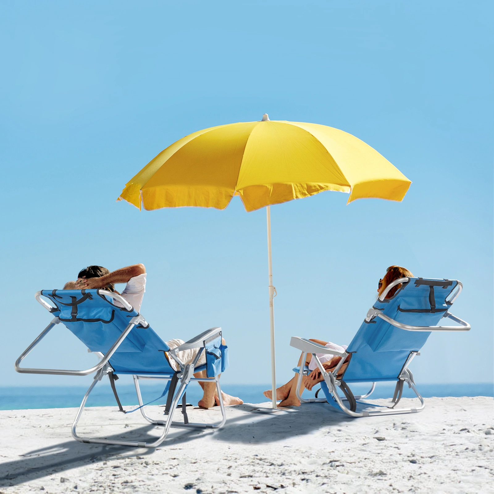 63*65*82cm Short Oxford Cloth Silver White Aluminum Tube Bearing 100kg Beach Chair Blue view 11