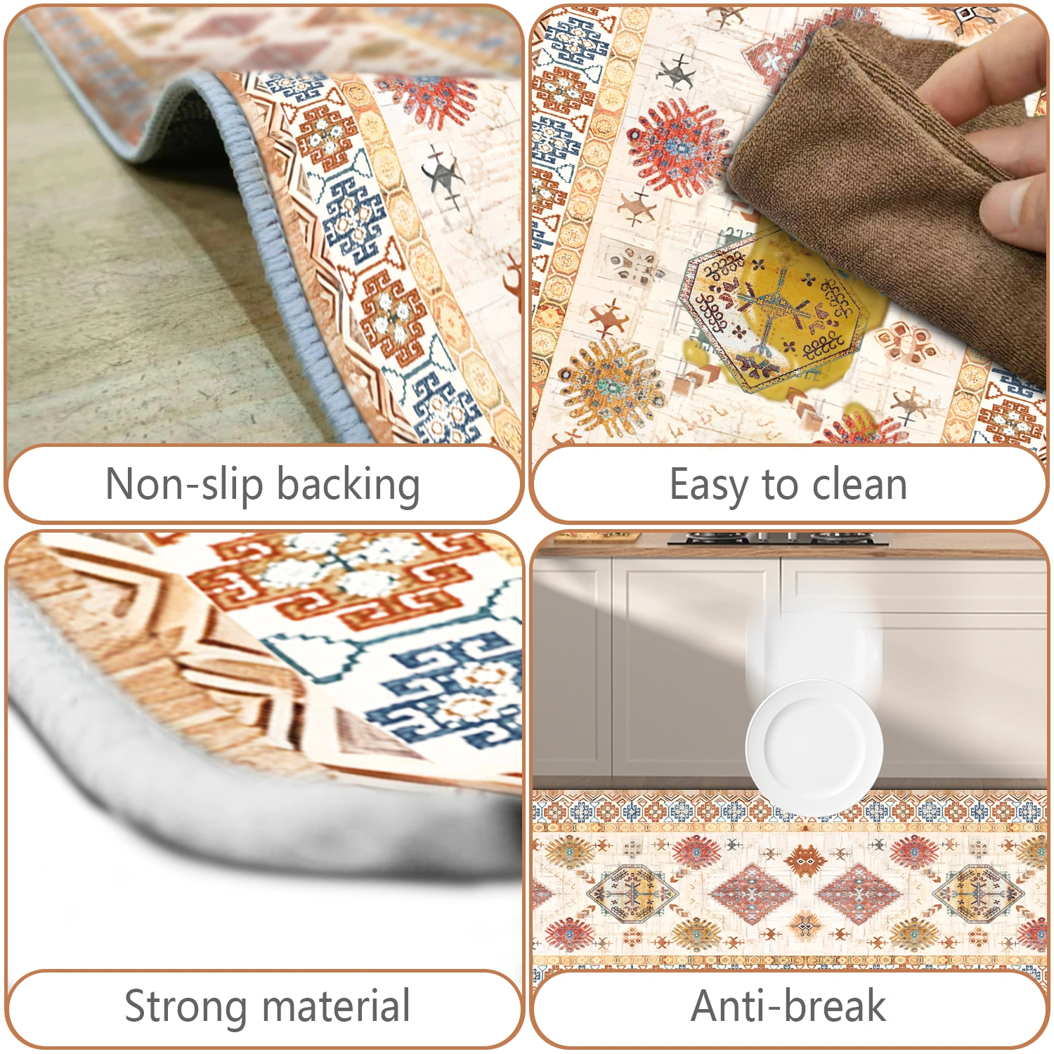 Boho Kitchen Rug Sets 3 Piece with Runner Non Slip Kitchen Rugs and Mats Washable Kitchen Mats for Floor Thick Kitchen Floor Mat Carpet Runner Rugs for Hallway Laundry Holiday Decor view 11