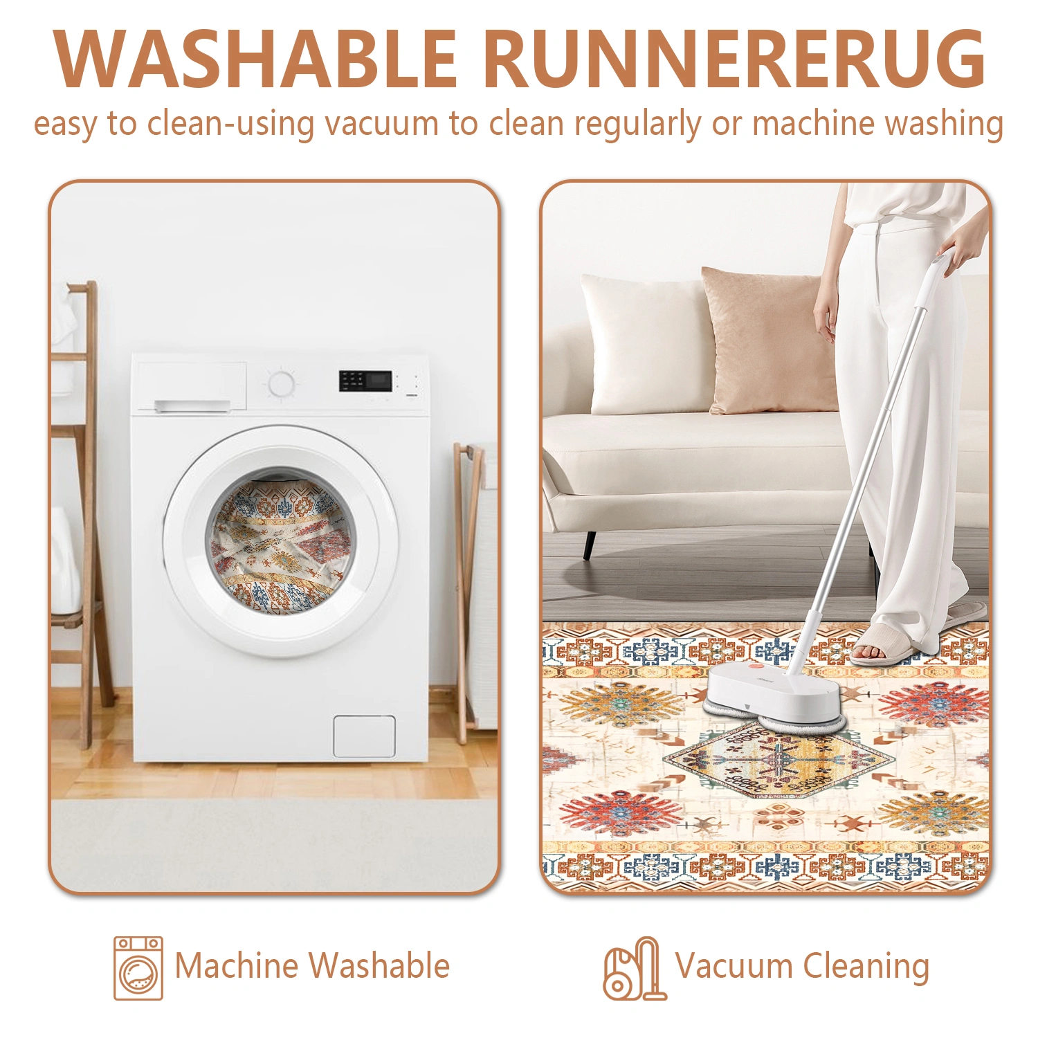 Boho Kitchen Rug Sets 3 Piece with Runner Non Slip Kitchen Rugs and Mats Washable Kitchen Mats for Floor Thick Kitchen Floor Mat Carpet Runner Rugs for Hallway Laundry Holiday Decor view 4