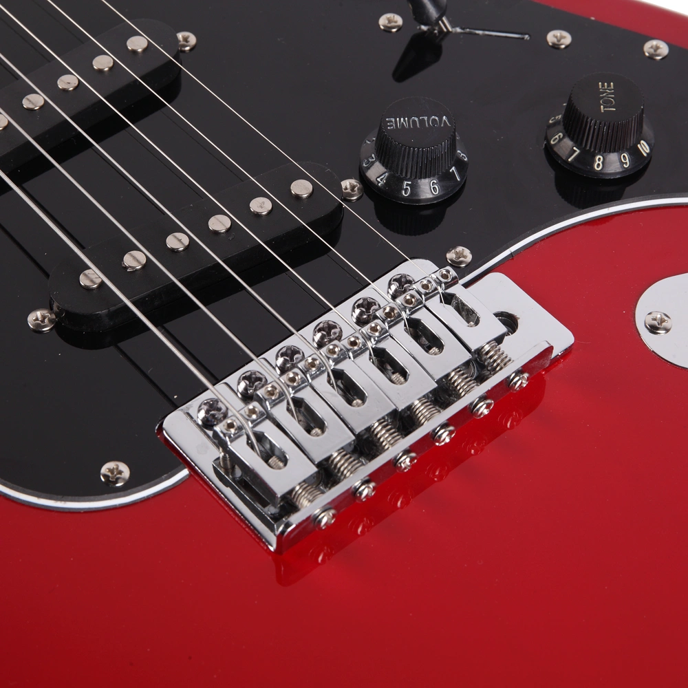 ST Stylish Electric Guitar with Black Pickguard Red view 12