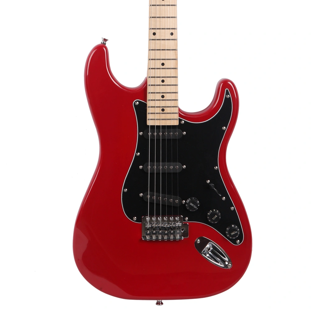 ST Stylish Electric Guitar with Black Pickguard Red view 8
