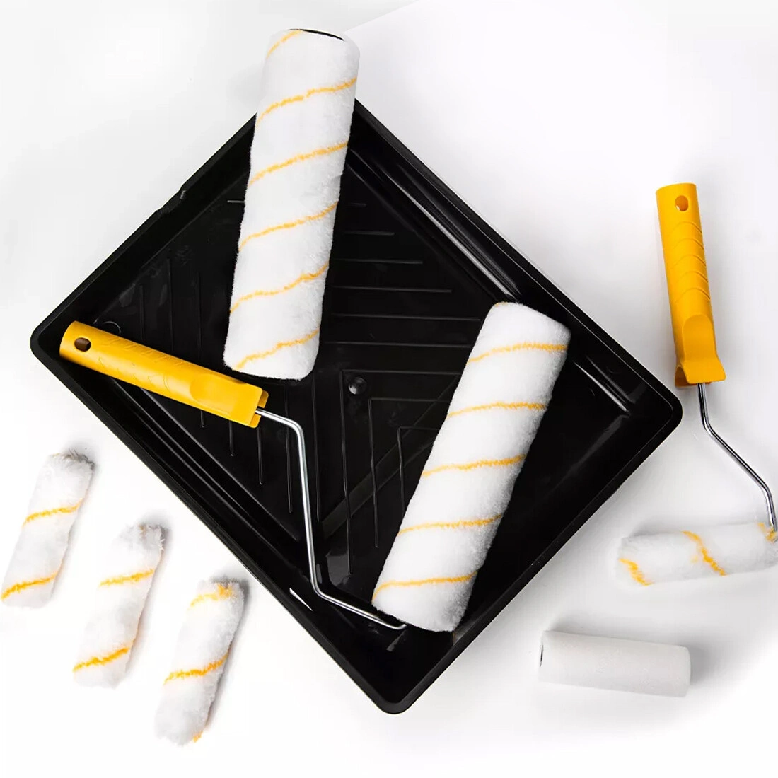 11 Piece Paint Roller Set Extendable Handle Wall Ceiling Paint Tray Roller Cover Kit UK view 2