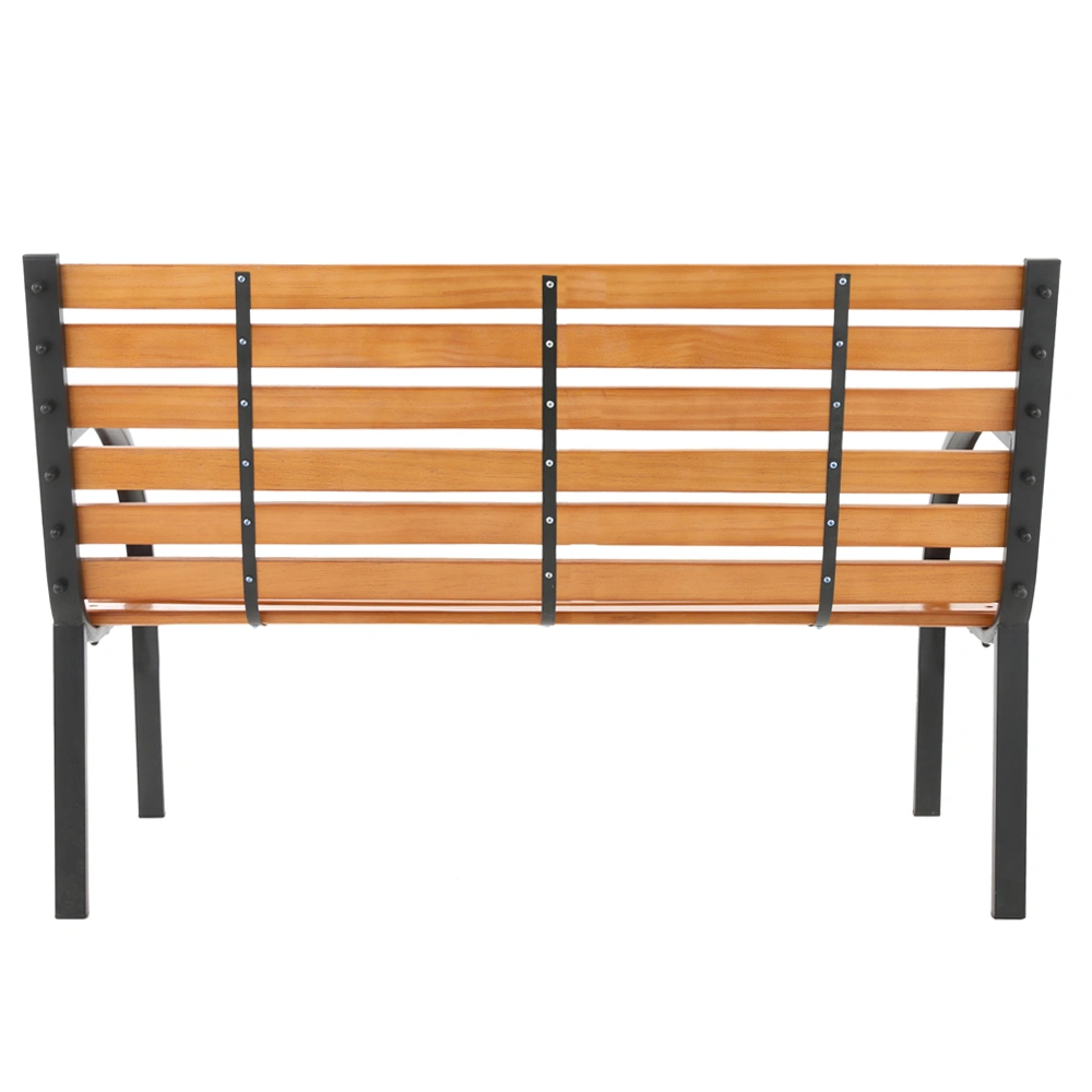 48" Hardwood Slotted Steel Cast Iron Frame Outdoor Patio Garden Bench Park Seat view 10