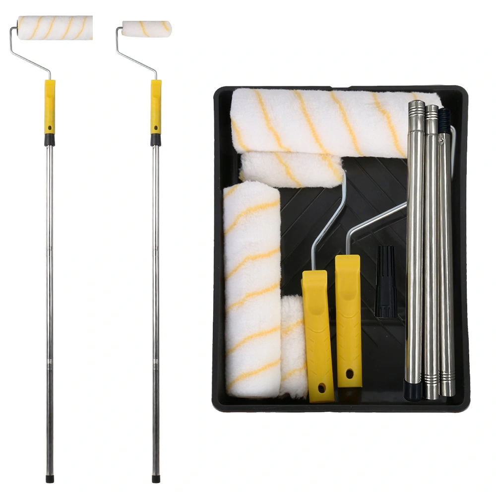 Paint Roller Set with Extension Pole & Tray, Paint Brush + Roller Sleeves for Wall and Ceiling Painting view 2