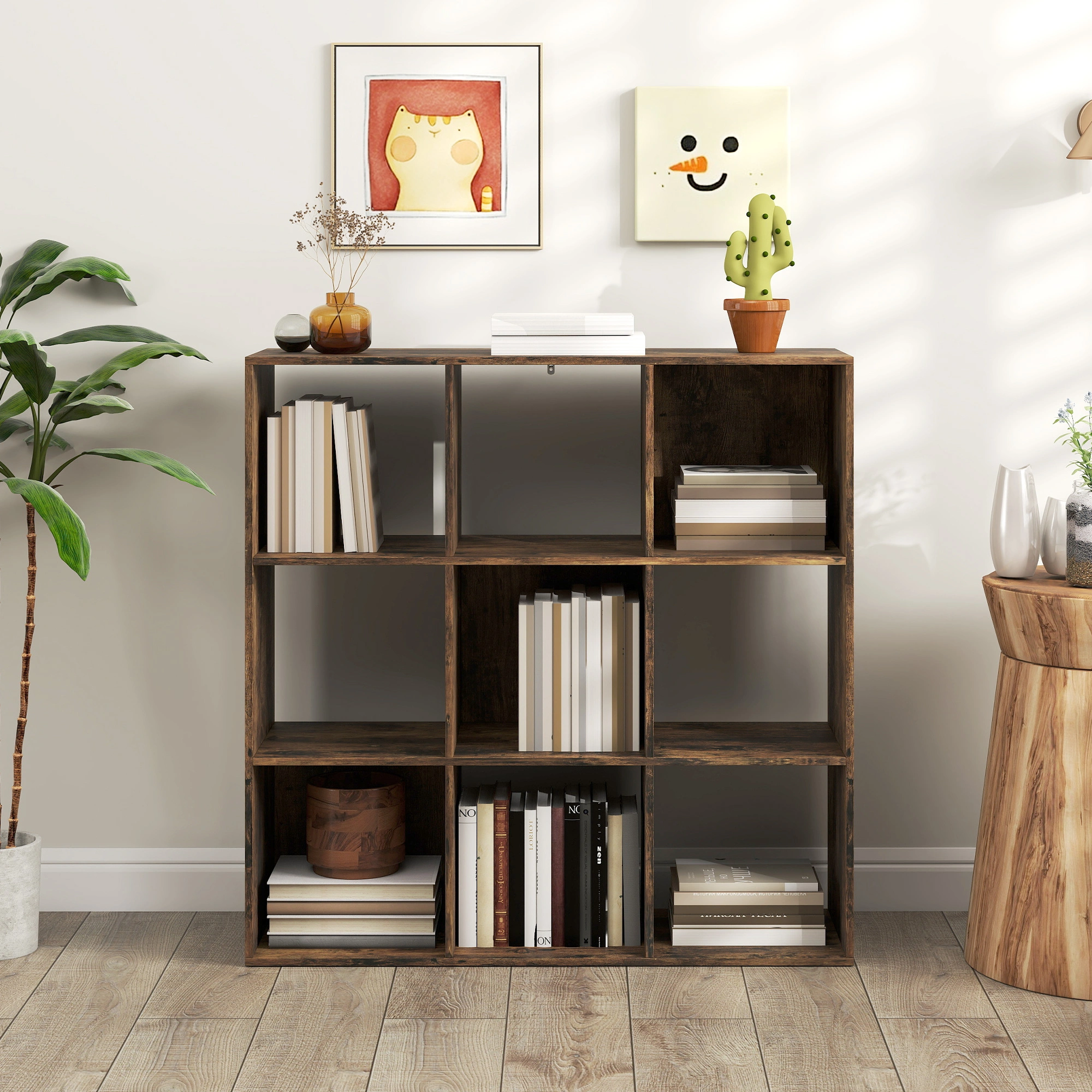 Industrial Bookshelf Storage Cabinet, 4-Shelf Open Bookcase with Steel Frame, Large Capacity Display Rack for Home, Office & Kids Room view 5