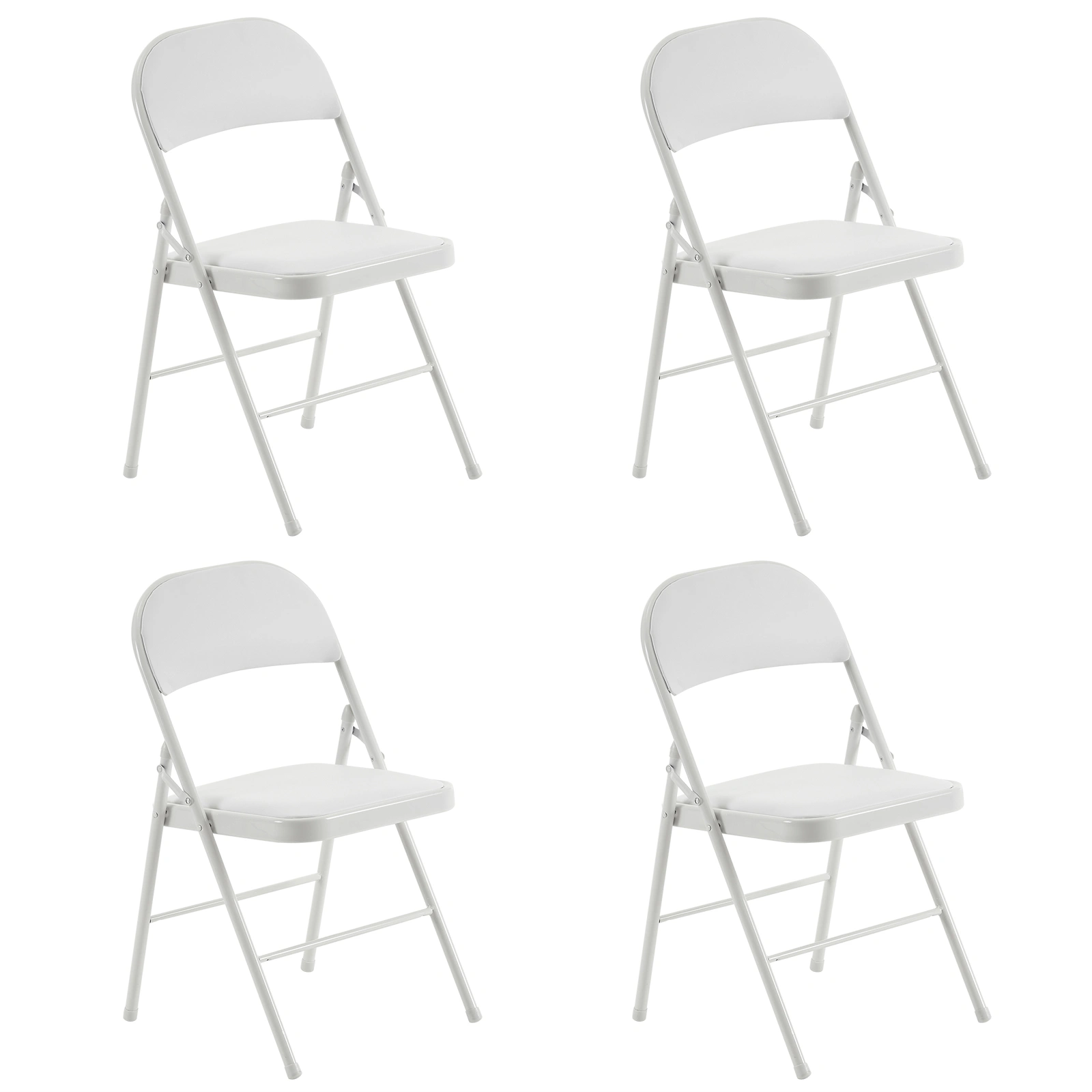 4-Pack Elegant Foldable Iron & PVC Event Chairs - White for Conventions & Exhibitions
