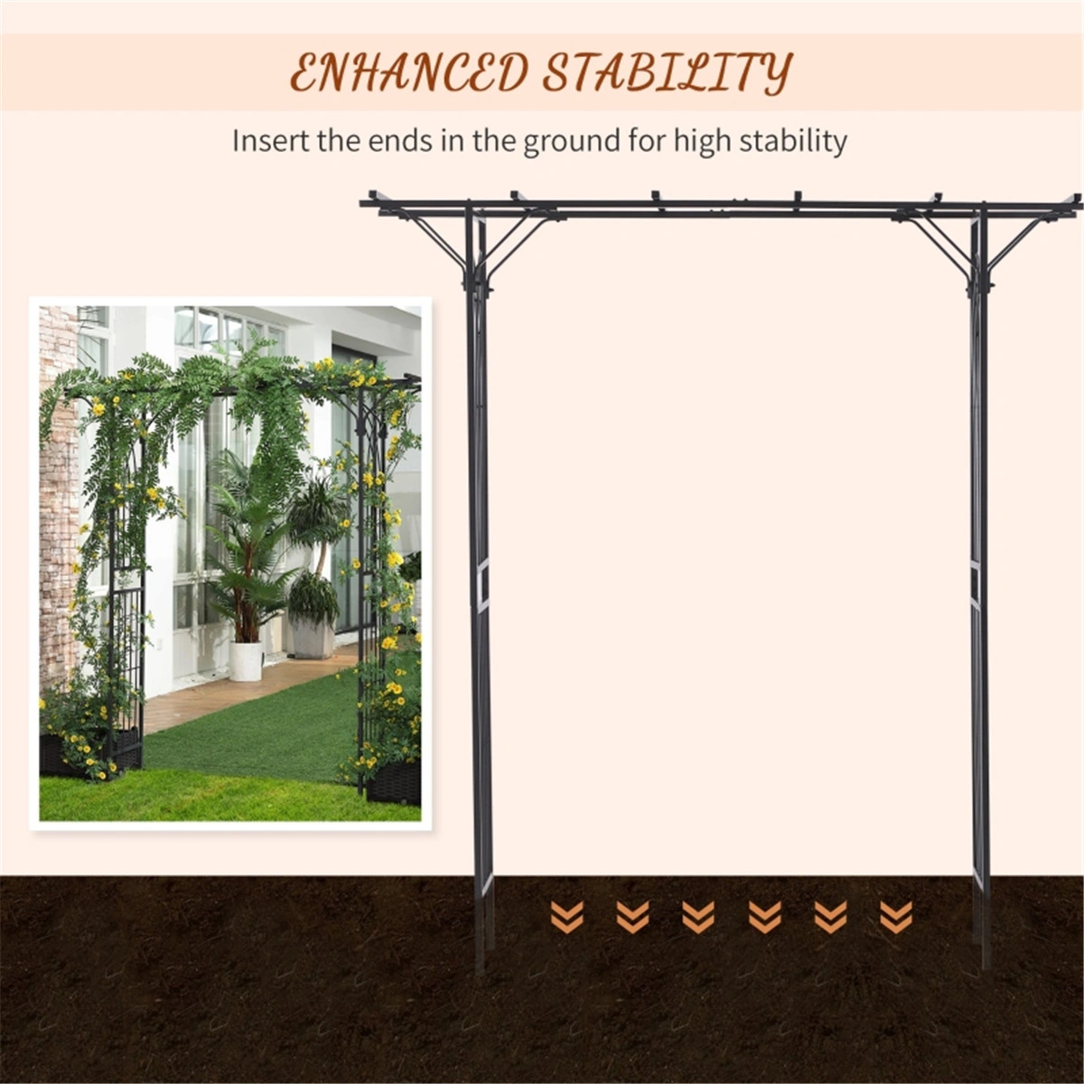Metal Garden Arch Walkway, Rose Trellis Pergola for Outdoor Yard Decor, Climbing Plant Support view 5