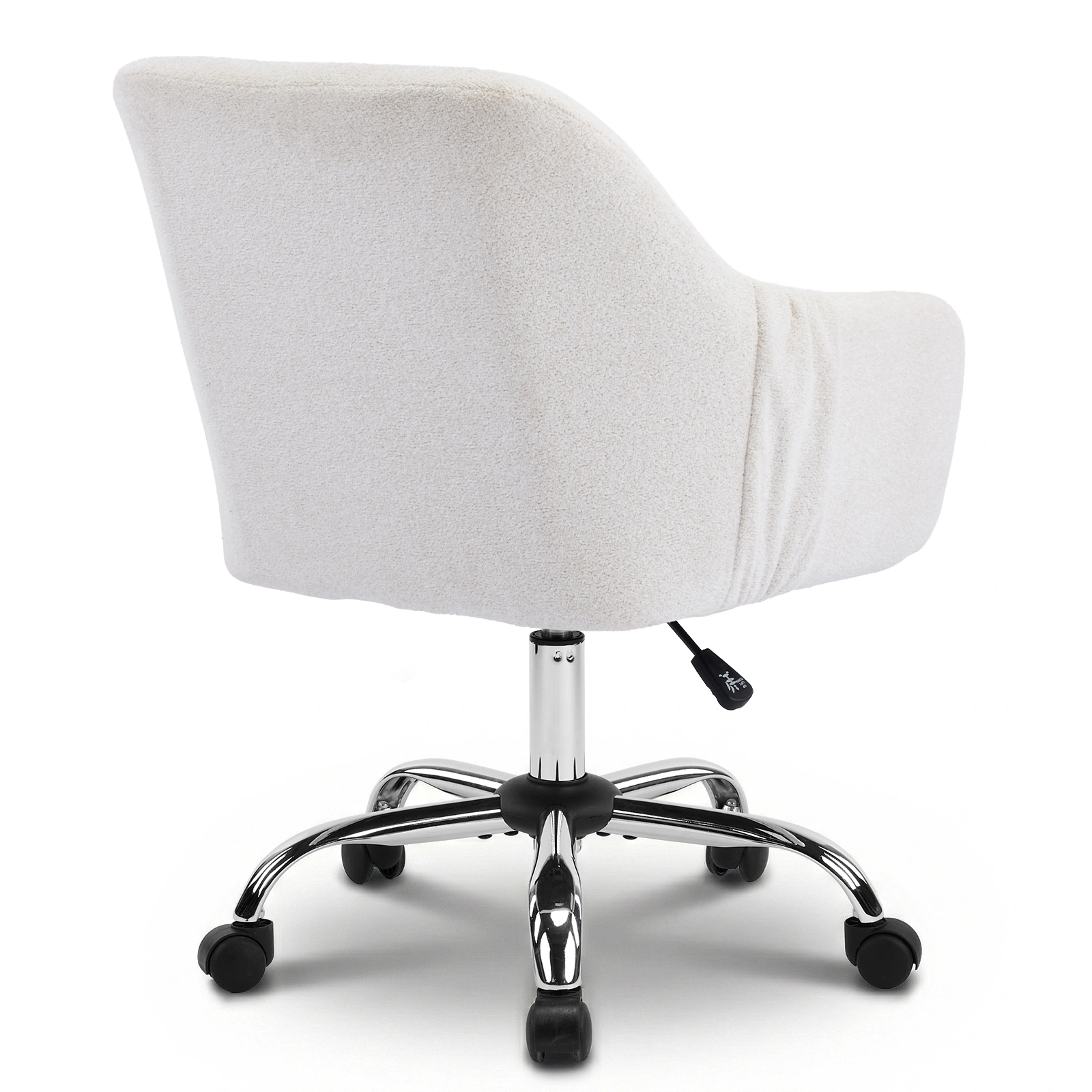 Height Adjustable Office Chair 24.4"W x 17.3"D x 31"-35"H, 360° Swivel Rolling Desk Chair with Armrests, Snowflake Velvet Upholstered Vanity Chair for Home Office Bedroom, Beige view 7
