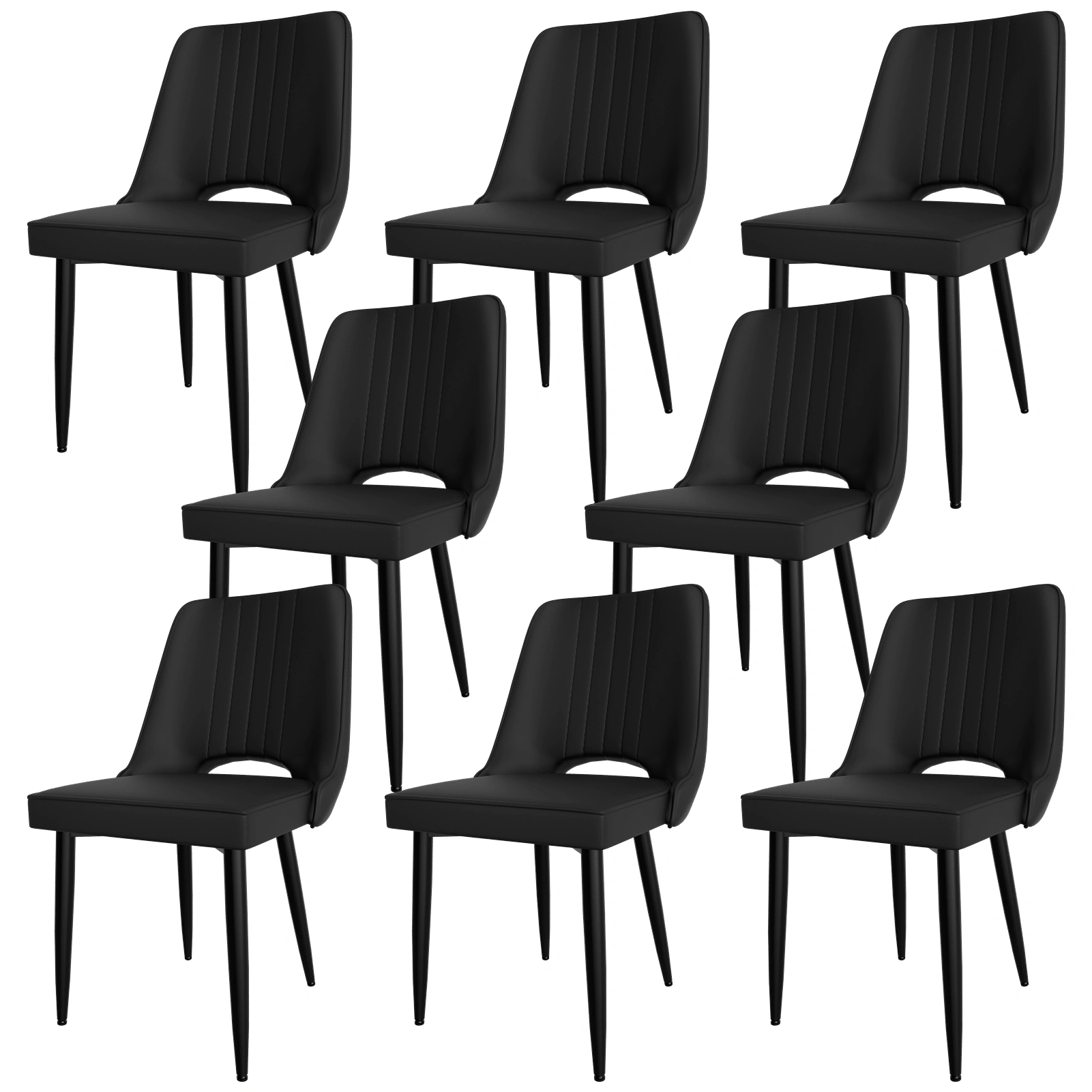 8 PCS Dining Chairs Set, Faux Leather High Back Dining Room Chairs with Metal Legs, Padded Kitchen Chair for Living Room, Bedroom, Modern Upholstered Accent Chair