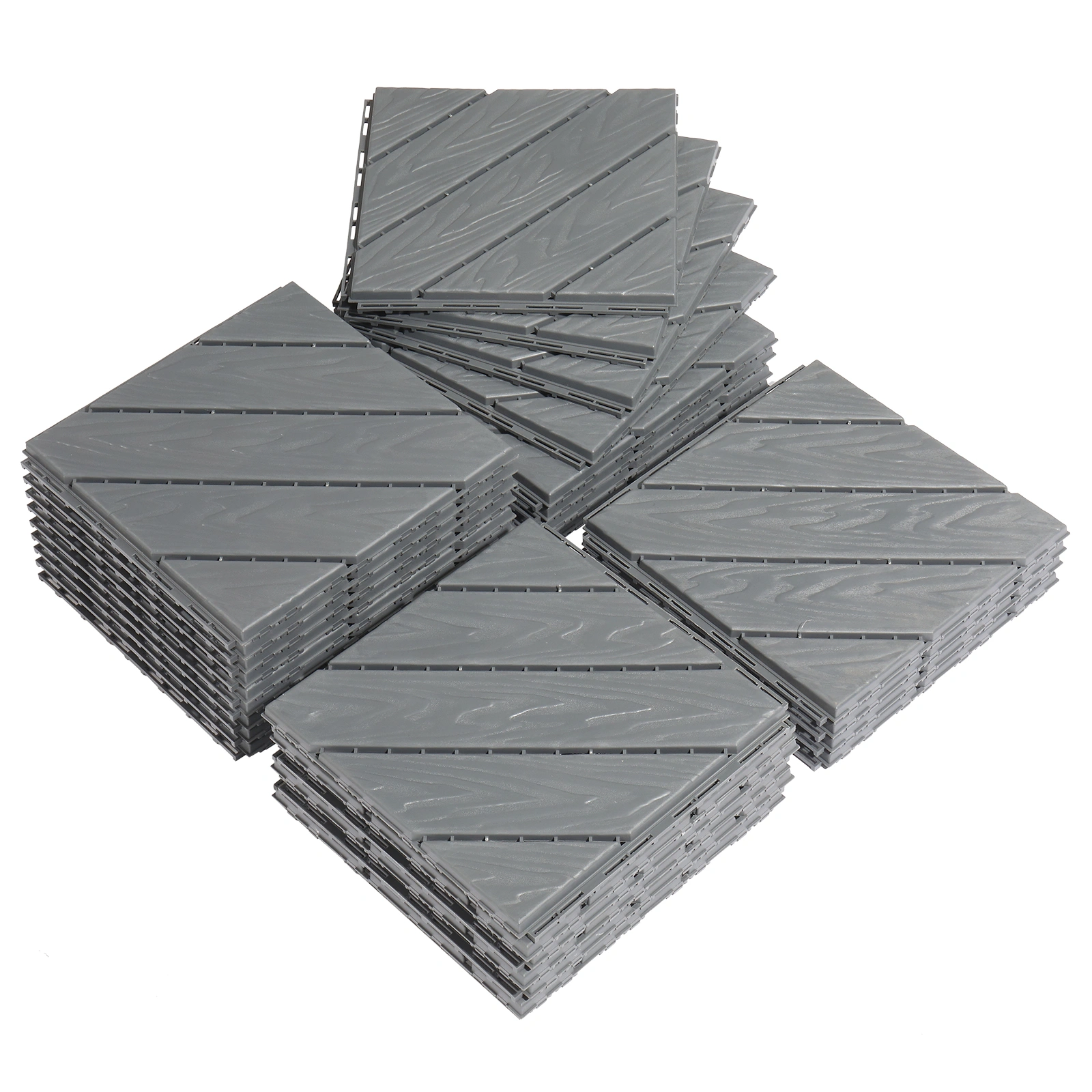 Plastic Interlocking Deck Tiles, 27 Pack, 11.8"x11.8" Waterproof Flooring Tiles for Indoor and Outdoor, Patio Floor Decking Tiles for Porch Poolside Balcony Backyard, Dark Grey view 14