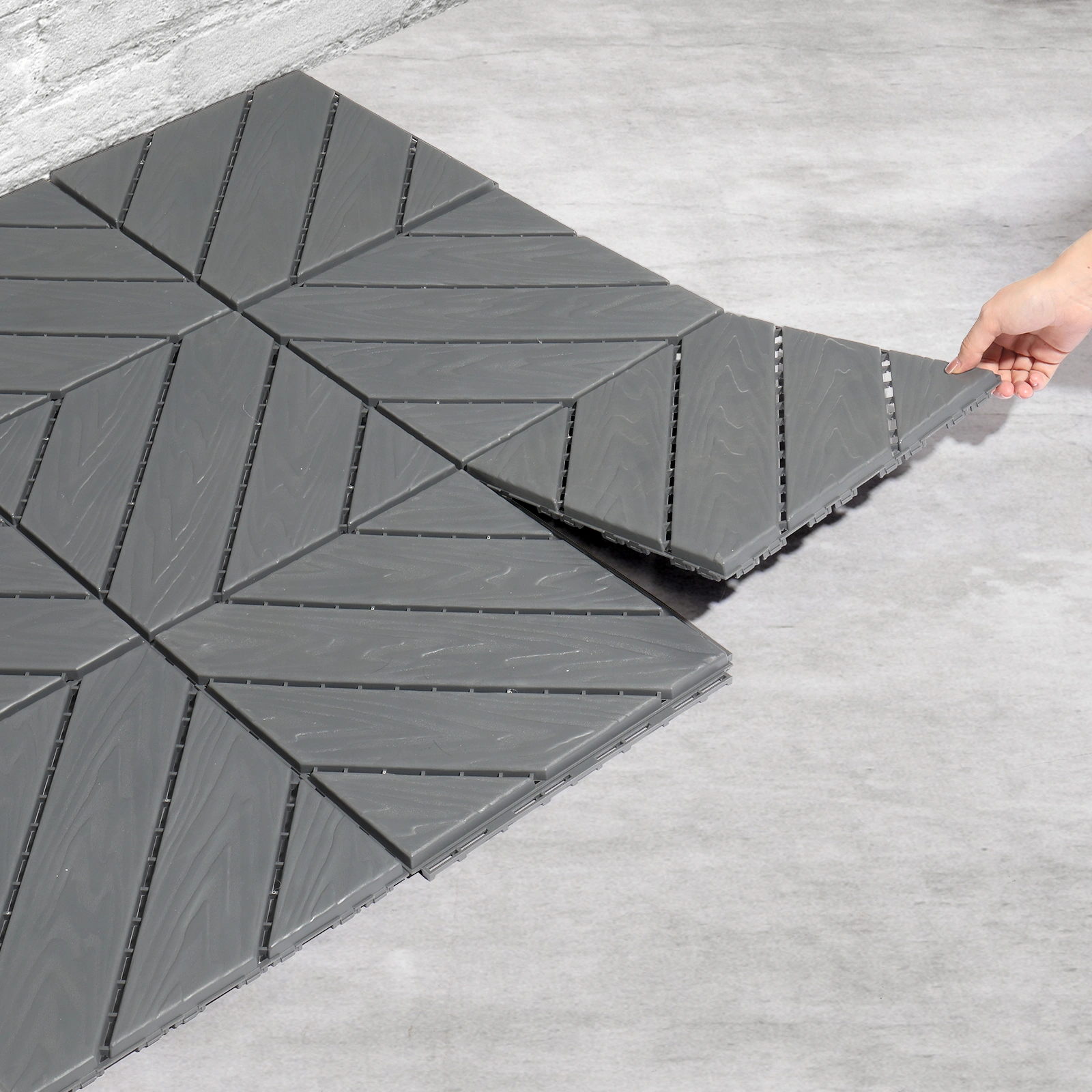 Plastic Interlocking Deck Tiles, 27 Pack, 11.8"x11.8" Waterproof Flooring Tiles for Indoor and Outdoor, Patio Floor Decking Tiles for Porch Poolside Balcony Backyard, Dark Grey view 3