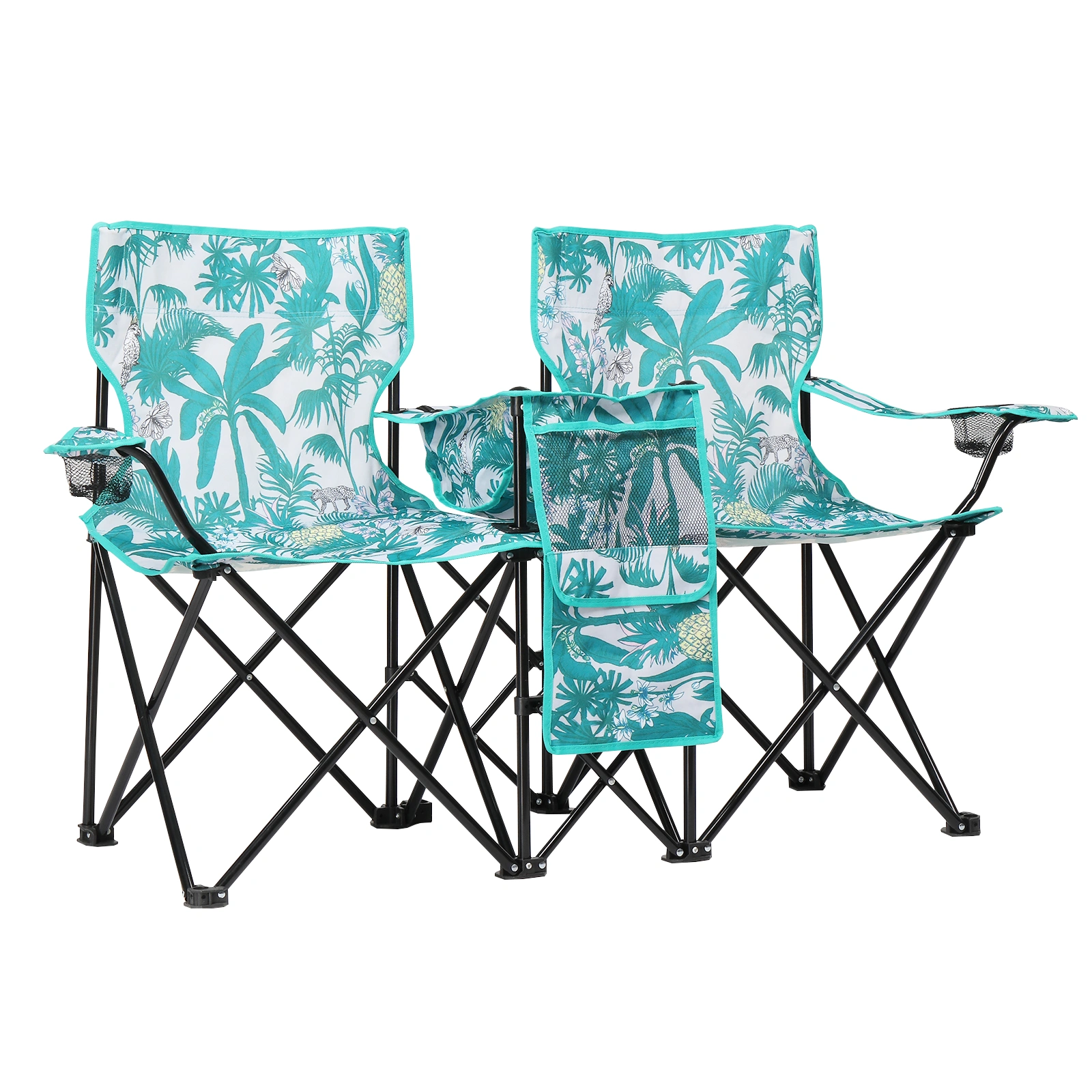Portable Outdoor 2-Seat Folding Chair with Removable Sun Umbrella Pineapple view 17