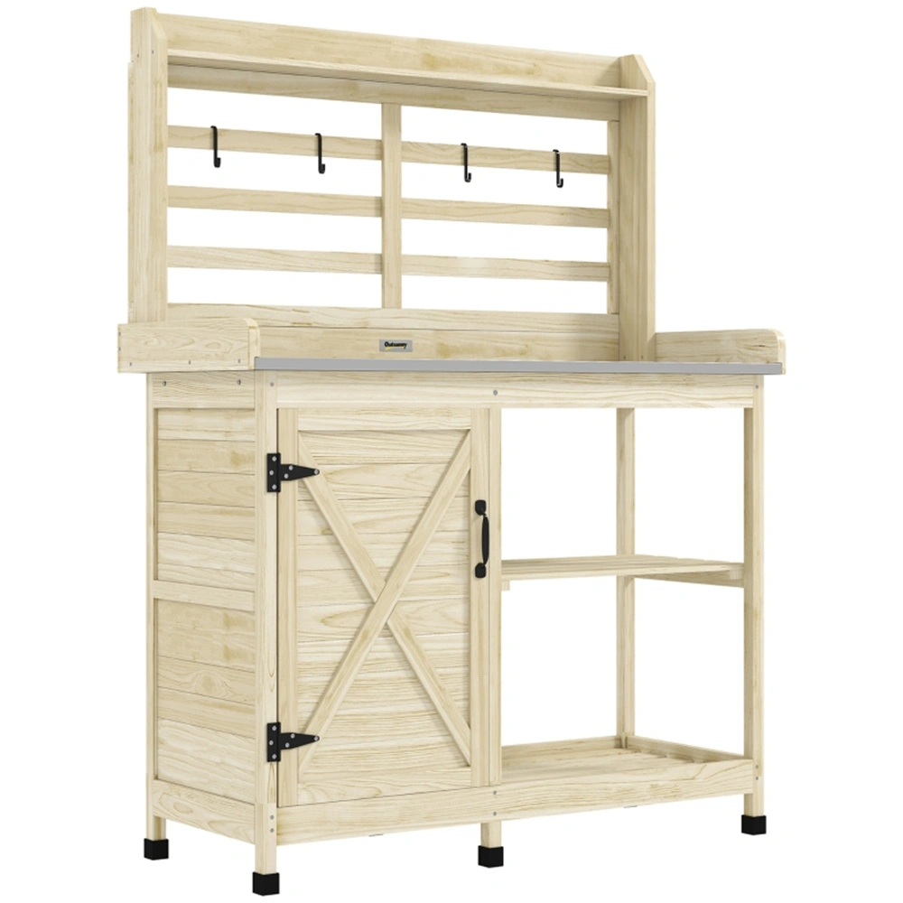 Garden Work Bench with Open Shelf Storage, Sturdy Outdoor Workshop Table with Low Profile Design, Durable Metal Frame view 5