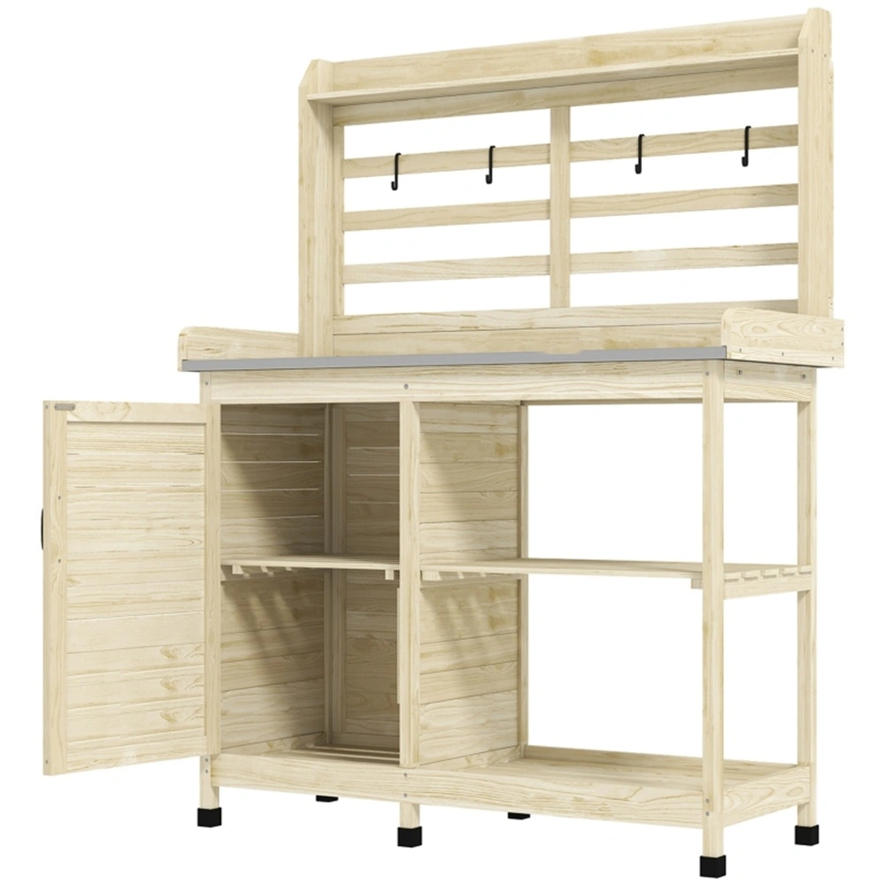 Garden Work Bench with Open Shelf Storage, Sturdy Outdoor Workshop Table with Low Profile Design, Durable Metal Frame view 6