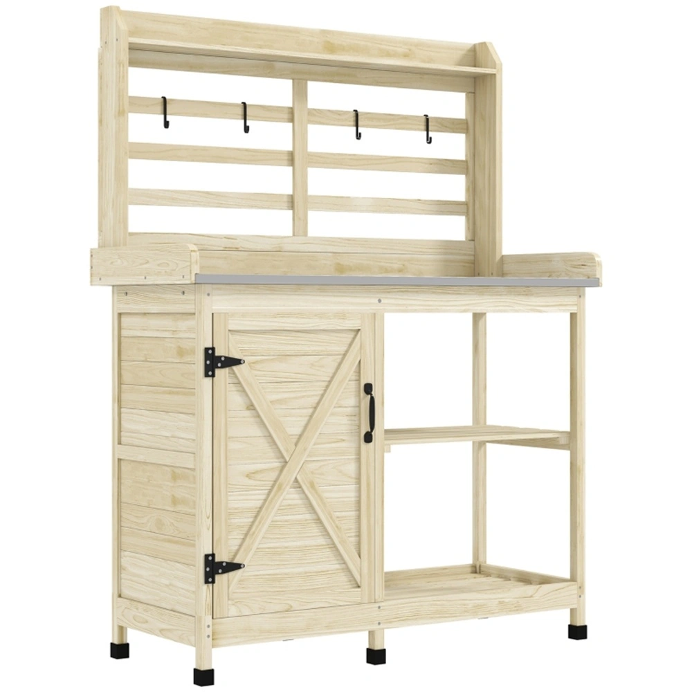 Garden Work Bench with Open Shelf Storage, Sturdy Outdoor Workshop Table with Low Profile Design, Durable Metal Frame view 8