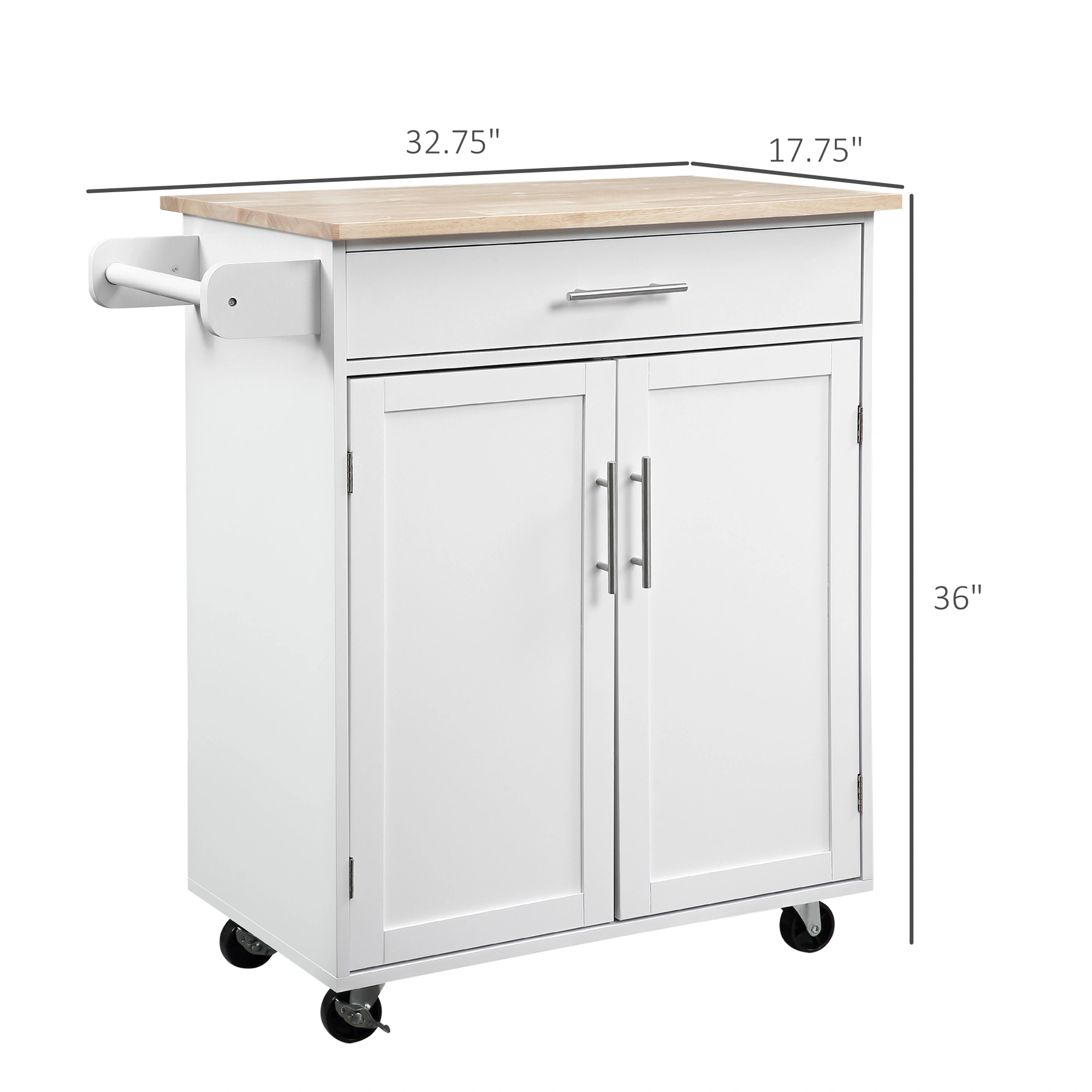 Kitchen Storage Cabinet with Doors & Drawers, 3-Shelf Pantry Cupboard for Dineware, Pots & Groceries - Compact Free-Standing Organizer view 2