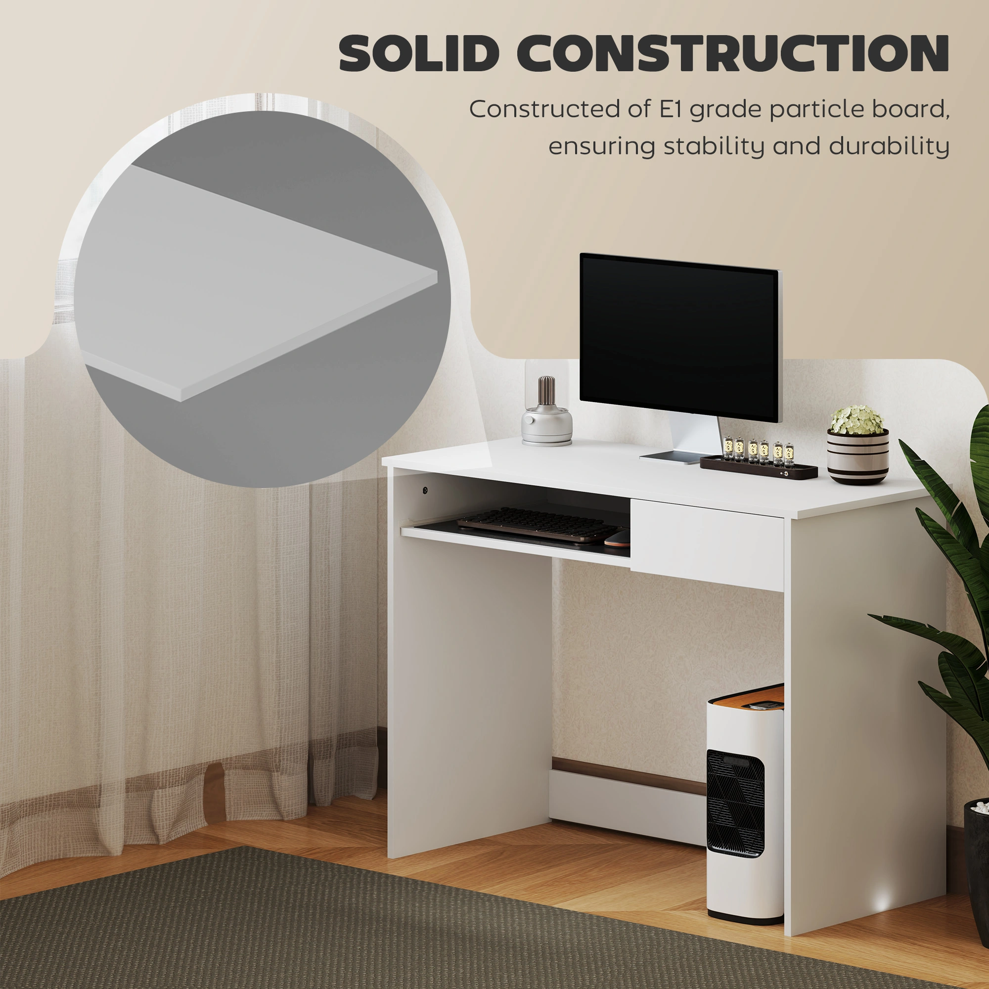 Modern Computer Desk with Storage Shelves, Writing Desk for Home Office, Study Table for Small Spaces, Easy Assembly, Walnut view 4