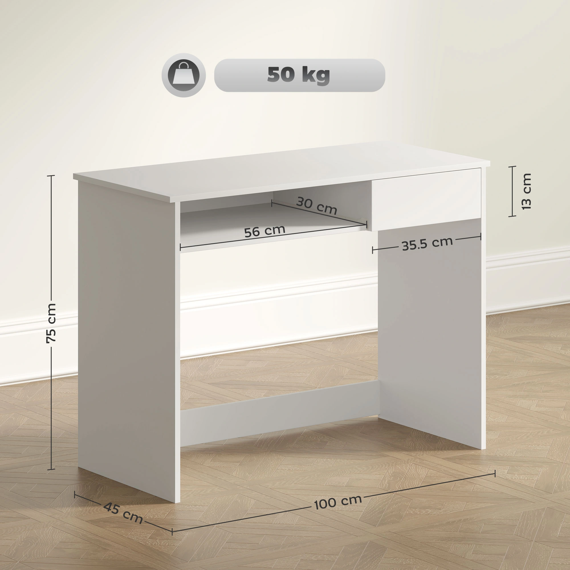 Modern Computer Desk with Storage Shelves, Writing Desk for Home Office, Study Table for Small Spaces, Easy Assembly, Walnut view 5