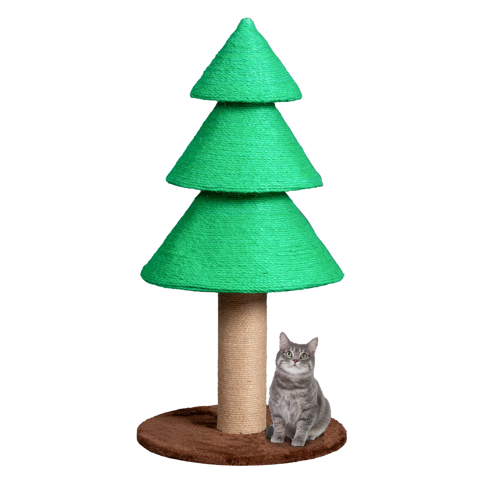 31.5in Christmas Tree Cat Scratcher, Cat Scratching Post for Indoor Cats, Large Sisal Cat Scratching Tree Cat Scratch Tower, Green view 7