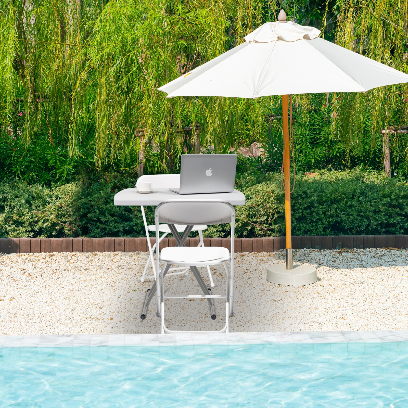 76*50*70.5cm Liftable Garden Plastic Table White view 26