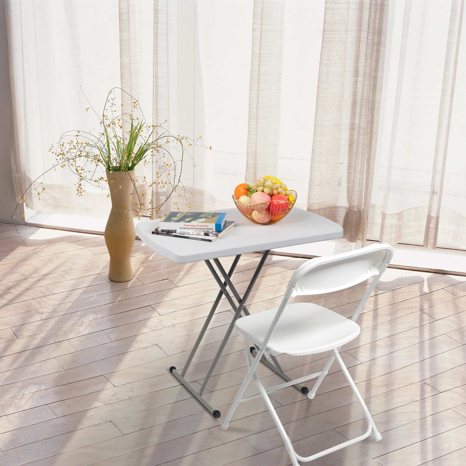76*50*70.5cm Liftable Garden Plastic Table White view 27