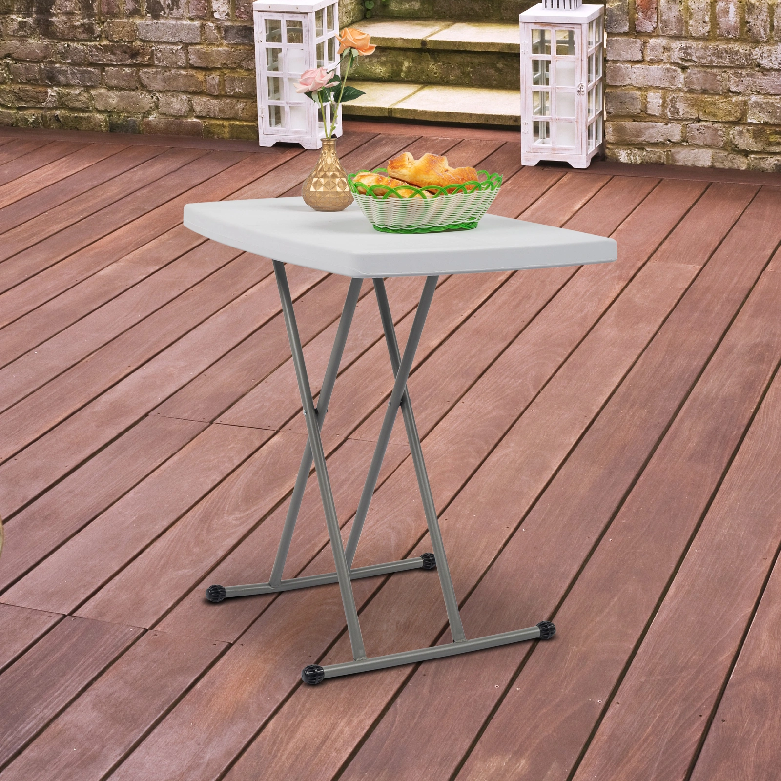 76*50*70.5cm Liftable Garden Plastic Table White view 50