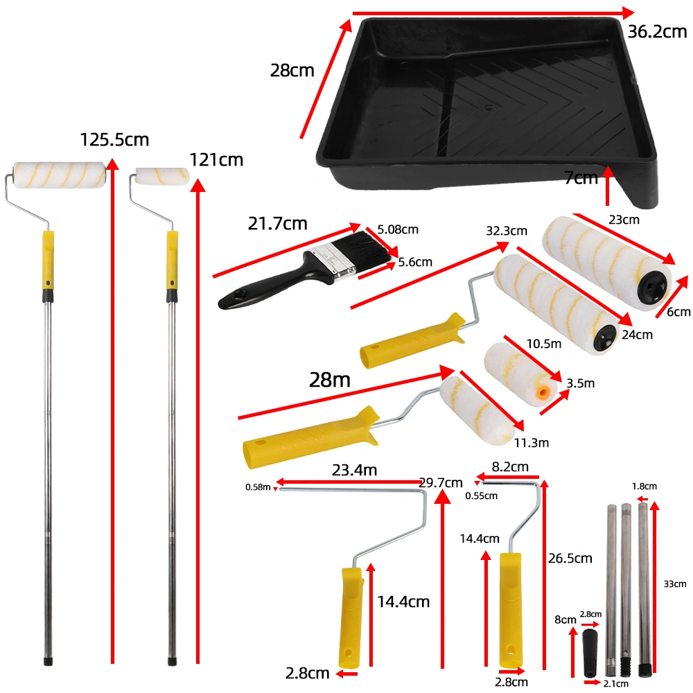 Paint Roller Set with Extension Pole, Tray, Brush and Roller Covers - Complete Wall and Ceiling Painting Kit view 3