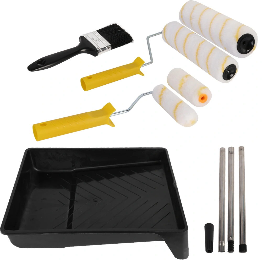 Paint Roller Set with Extension Pole, Tray, Brush and Roller Covers - Complete Wall and Ceiling Painting Kit view 4