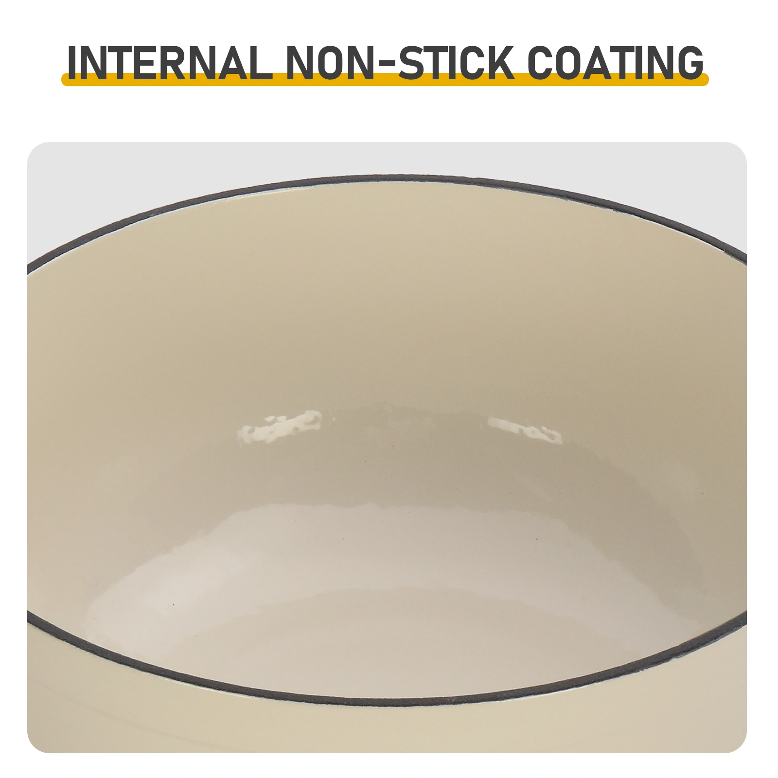 Cast iron 7.5QT cooking pot - Ceramic white - Includes two silicone gloves - Enamel pot view 9