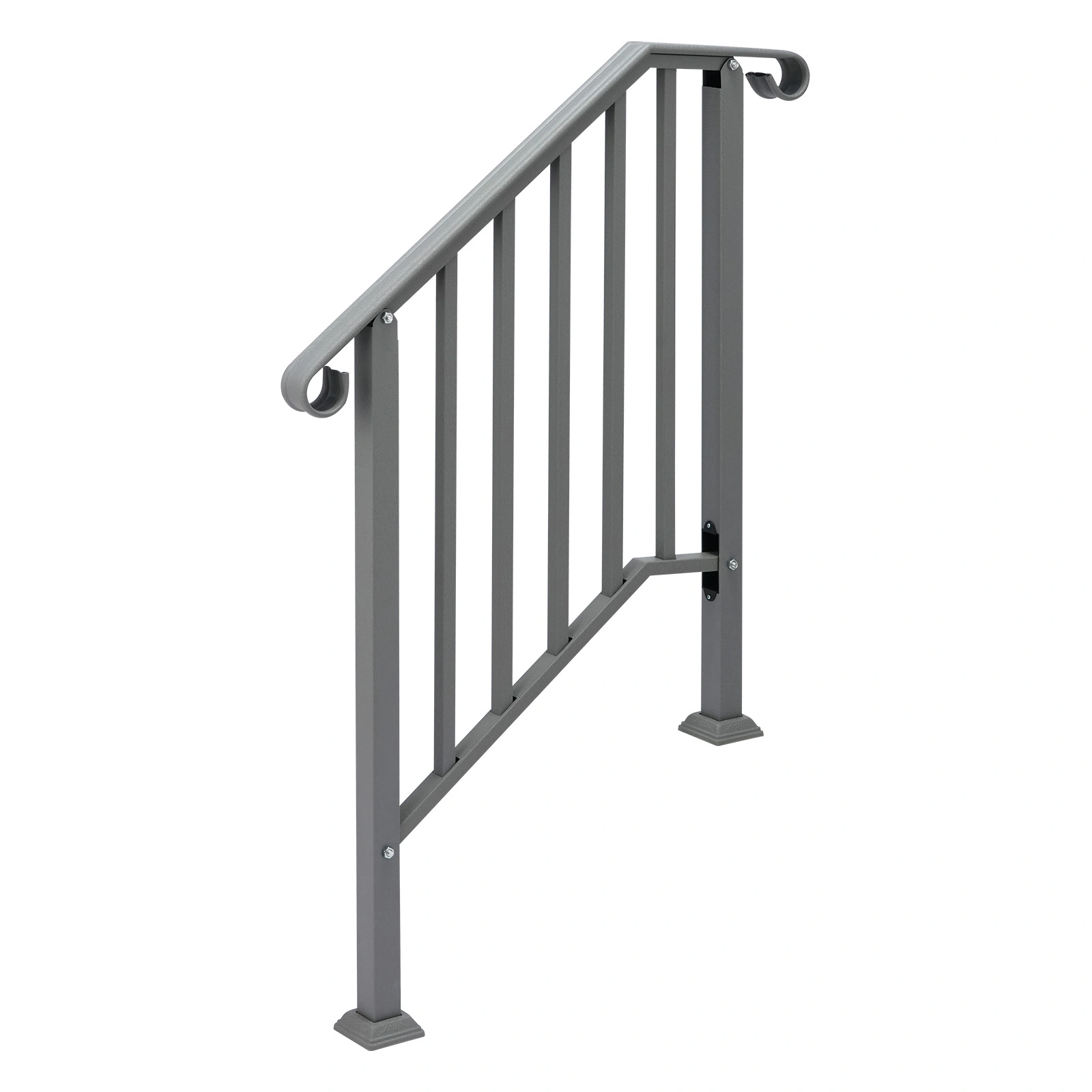 Silver Outdoor 2-Step Iron Handrail view 3