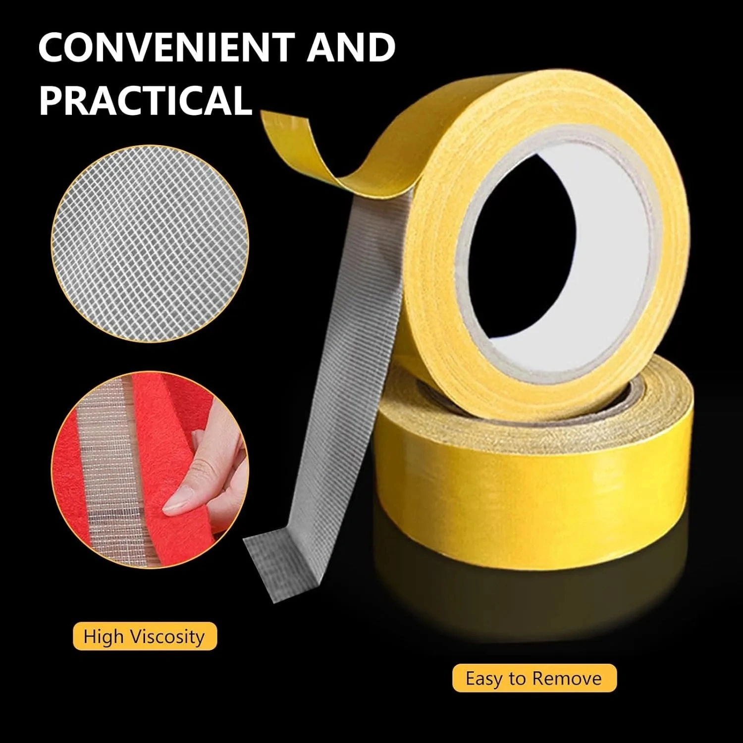 Cragmut 4 Rolls Double Sided Tape, Waterproof Transparent Glass Fiber Mesh Tape 20mm x 10m & 30mm x 20m view 4