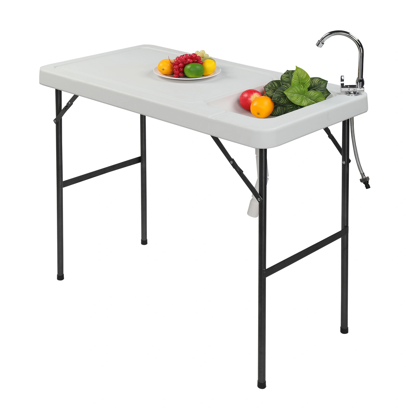 Folding Portable Fish Fillet & Hunting & Cutting Table with Sink Faucet view 3