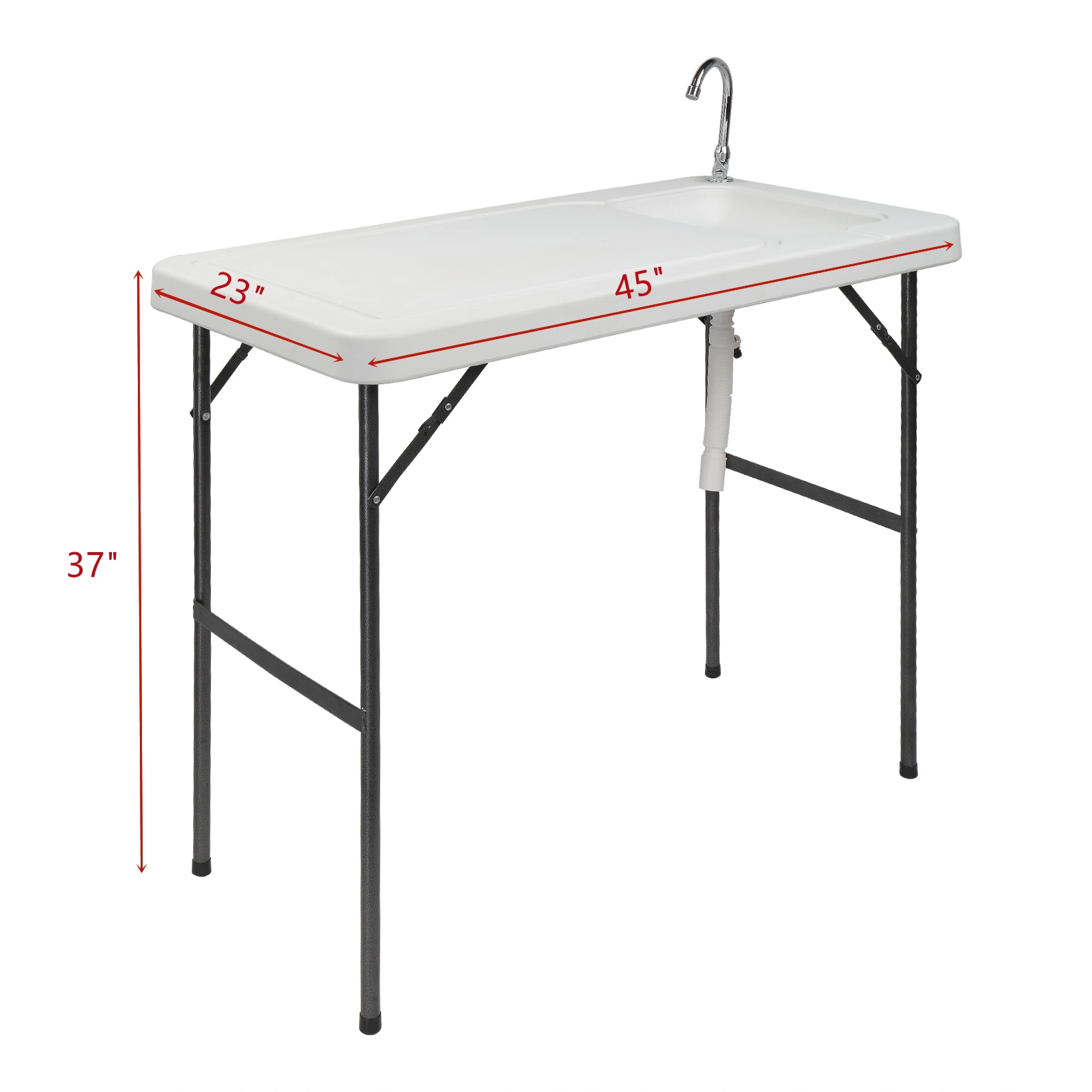 Folding Portable Fish Fillet & Hunting & Cutting Table with Sink Faucet view 4