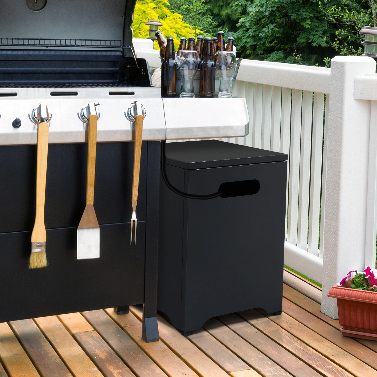 41*41*53.5cm Square Black Gas Storage Garden Iron Side Table view 12