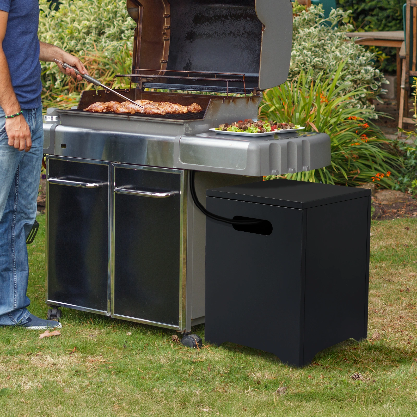41*41*53.5cm Square Black Gas Storage Garden Iron Side Table view 14
