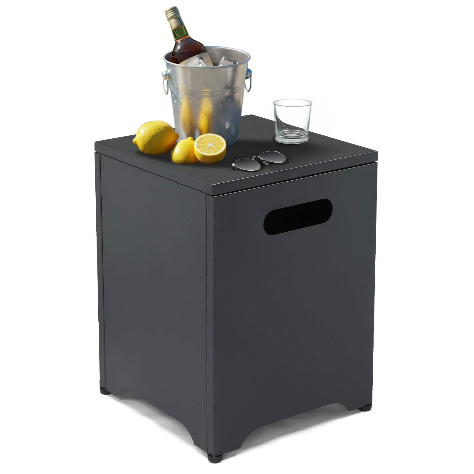 41*41*53.5cm Square Black Gas Storage Garden Iron Side Table view 2