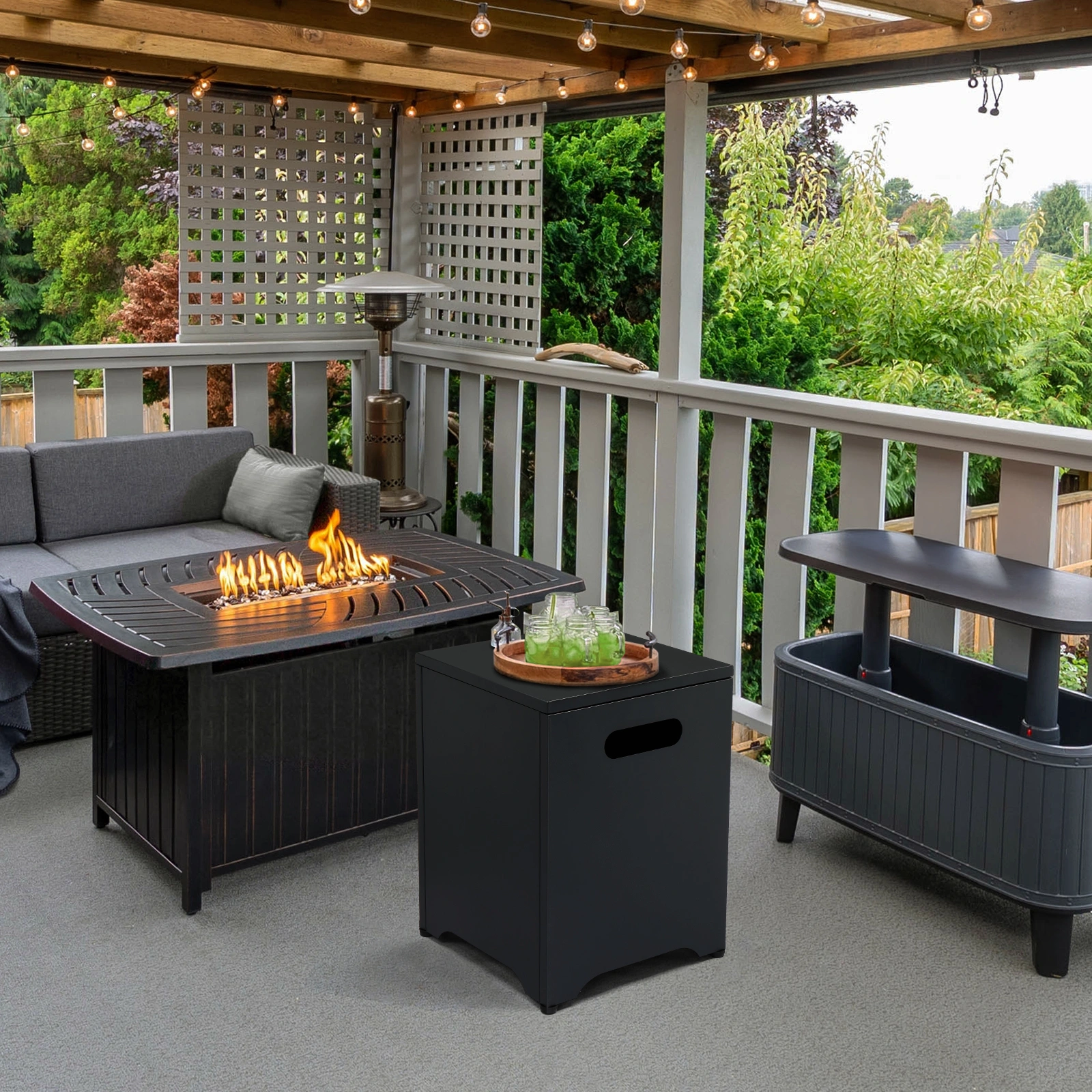 41*41*53.5cm Square Black Gas Storage Garden Iron Side Table view 8