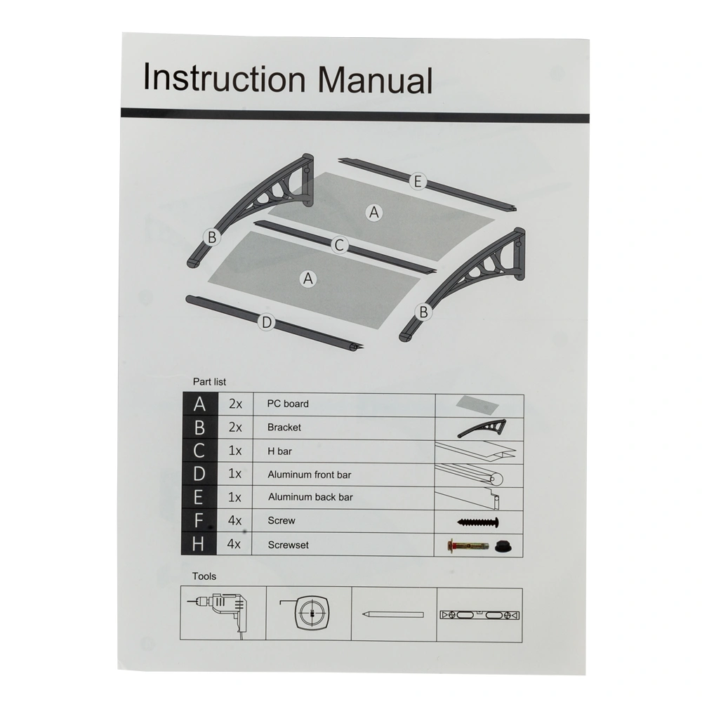 40*38in Household Application Door & Window Rain Cover Eaves Brown Board & Black Holder view 13