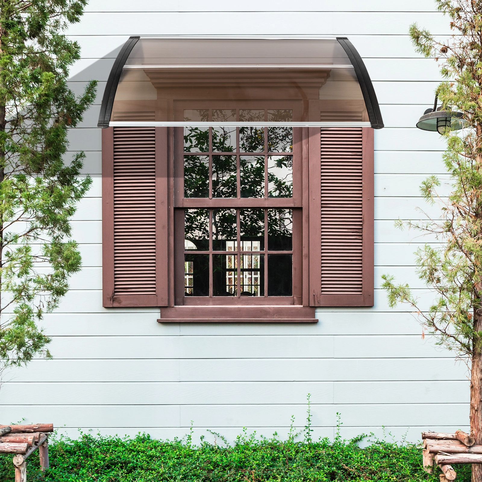 40*38in Household Application Door & Window Rain Cover Eaves Brown Board & Black Holder view 21