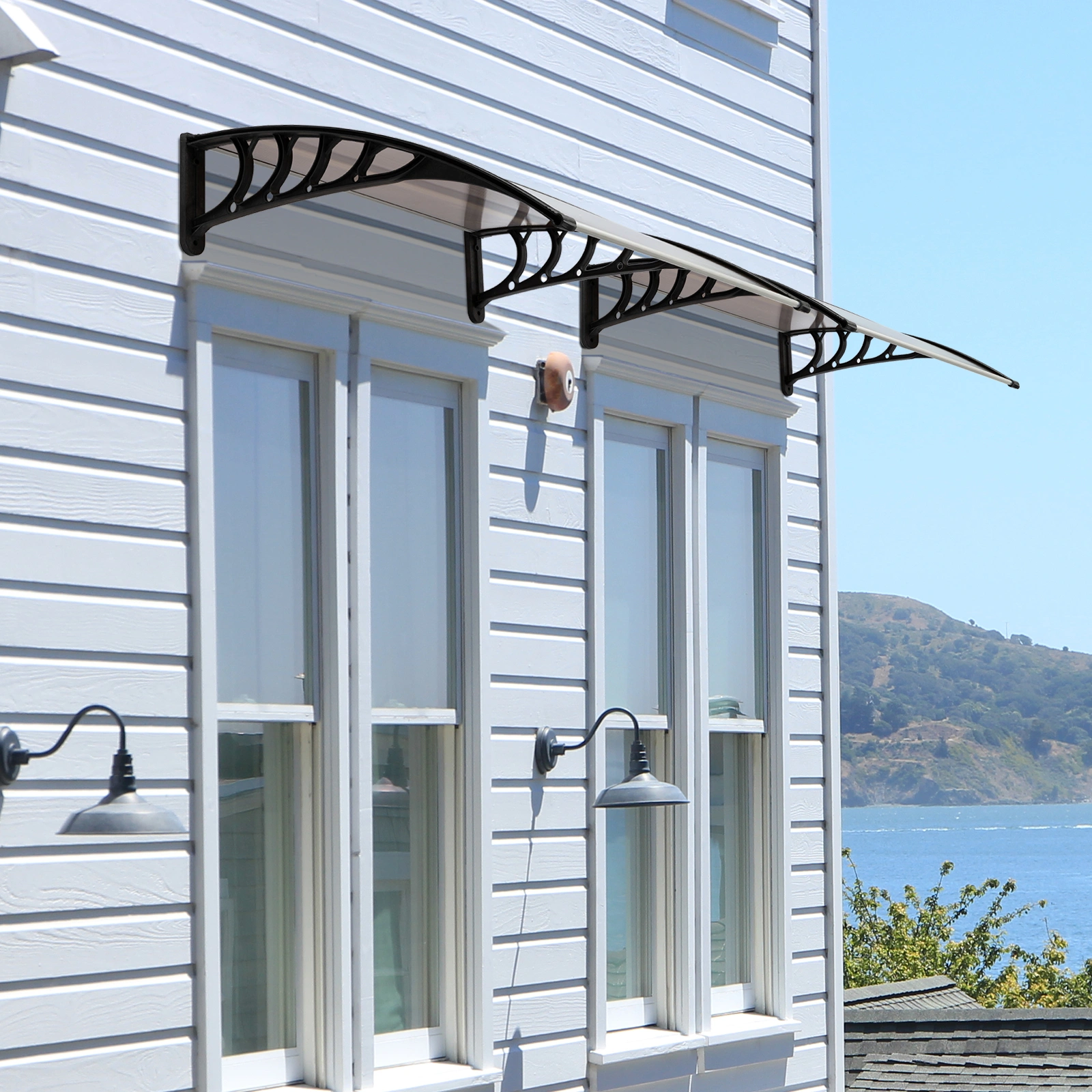 40*38in Household Application Door & Window Rain Cover Eaves Brown Board & Black Holder view 25