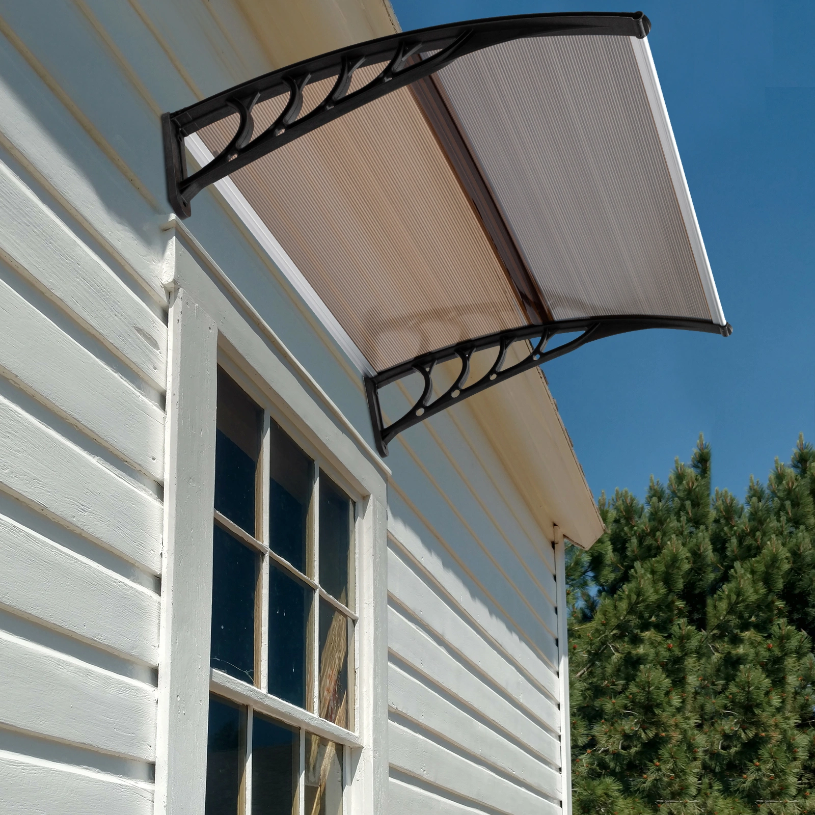 40*38in Household Application Door & Window Rain Cover Eaves Brown Board & Black Holder view 27