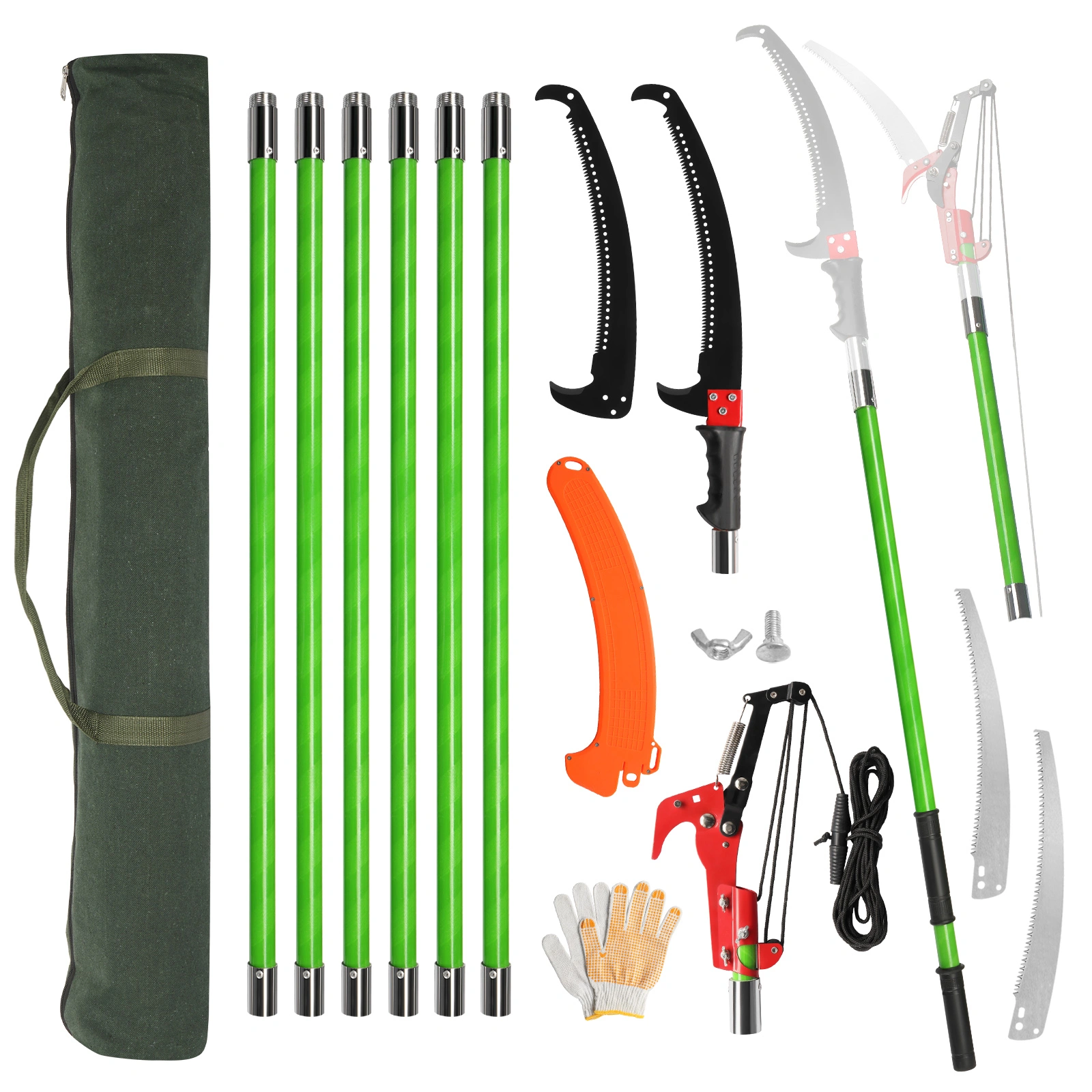 26ft Manual Pole Saw, Lightweight Tree Trimmers Long Handle Pruner Set, Sharp Steel Blade and Scissors Pole Saw for Trimming Palm, Pear Tree, Fir Tree, Other High Trees and Shrubs view 2
