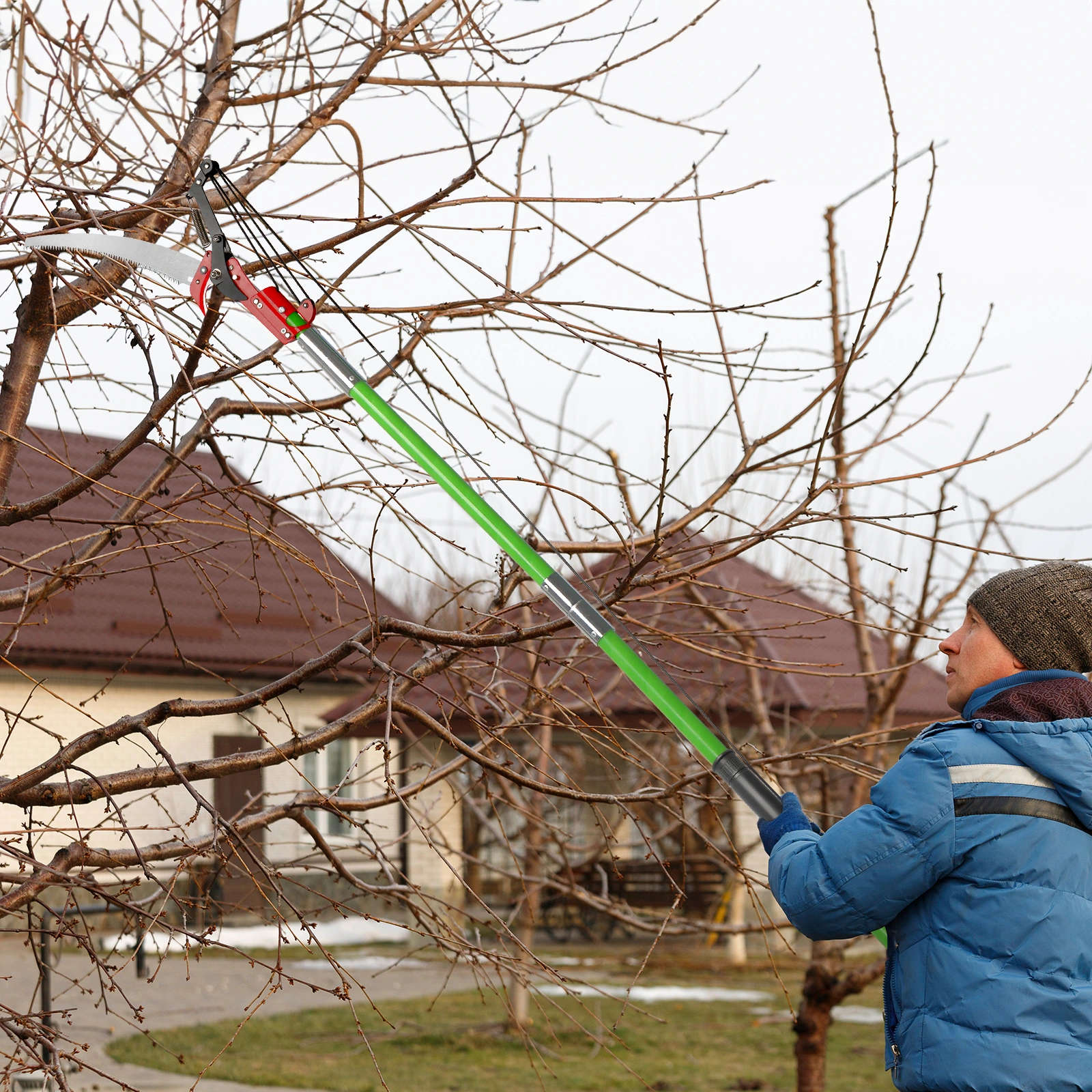 26ft Manual Pole Saw, Lightweight Tree Trimmers Long Handle Pruner Set, Sharp Steel Blade and Scissors Pole Saw for Trimming Palm, Pear Tree, Fir Tree, Other High Trees and Shrubs view 30