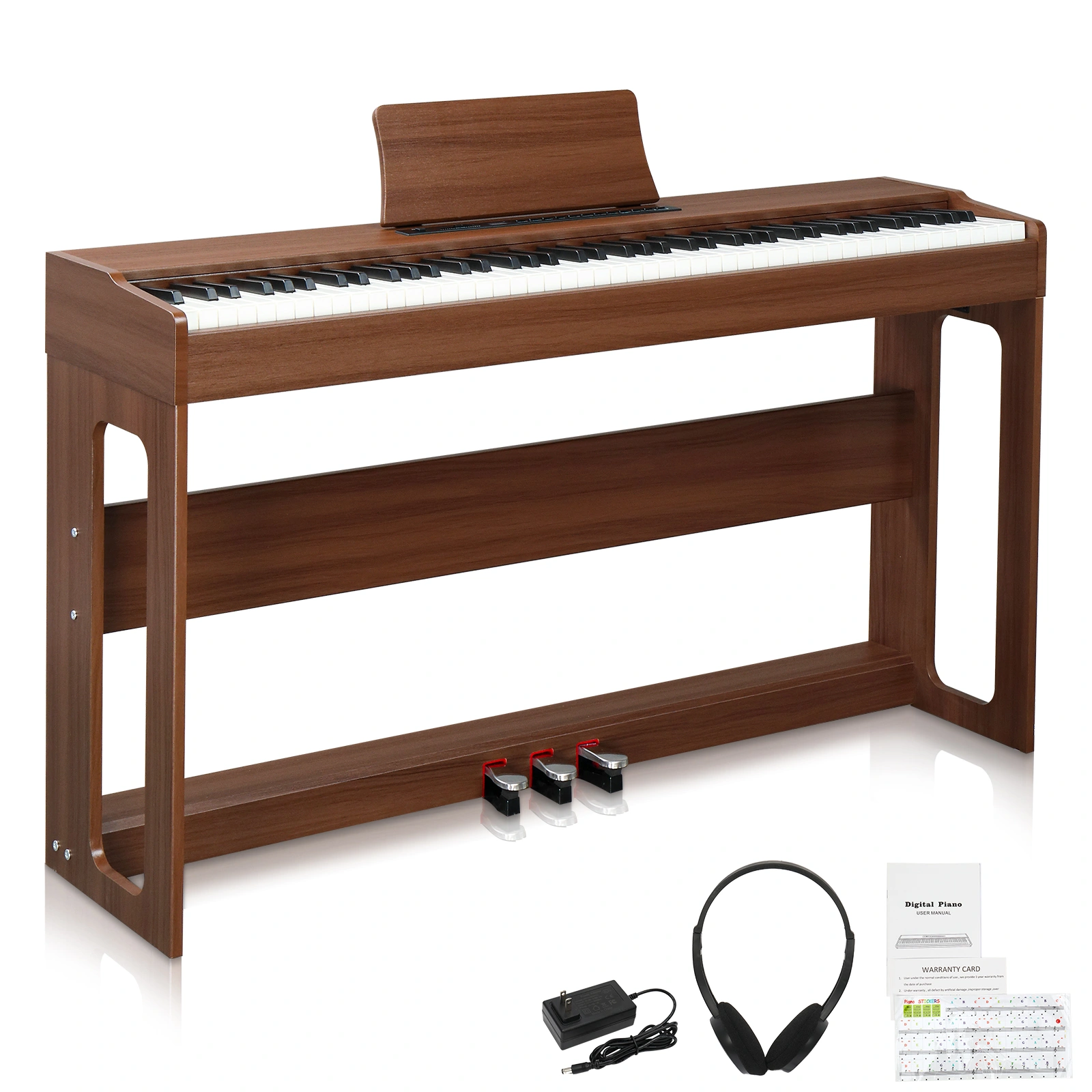 GDP-104 Digital Piano 88 Keys Full Weighted Keyboard with Furniture Stand, Triple Pedals, Headphone & Power Adapter, Black Walnut, All Levels